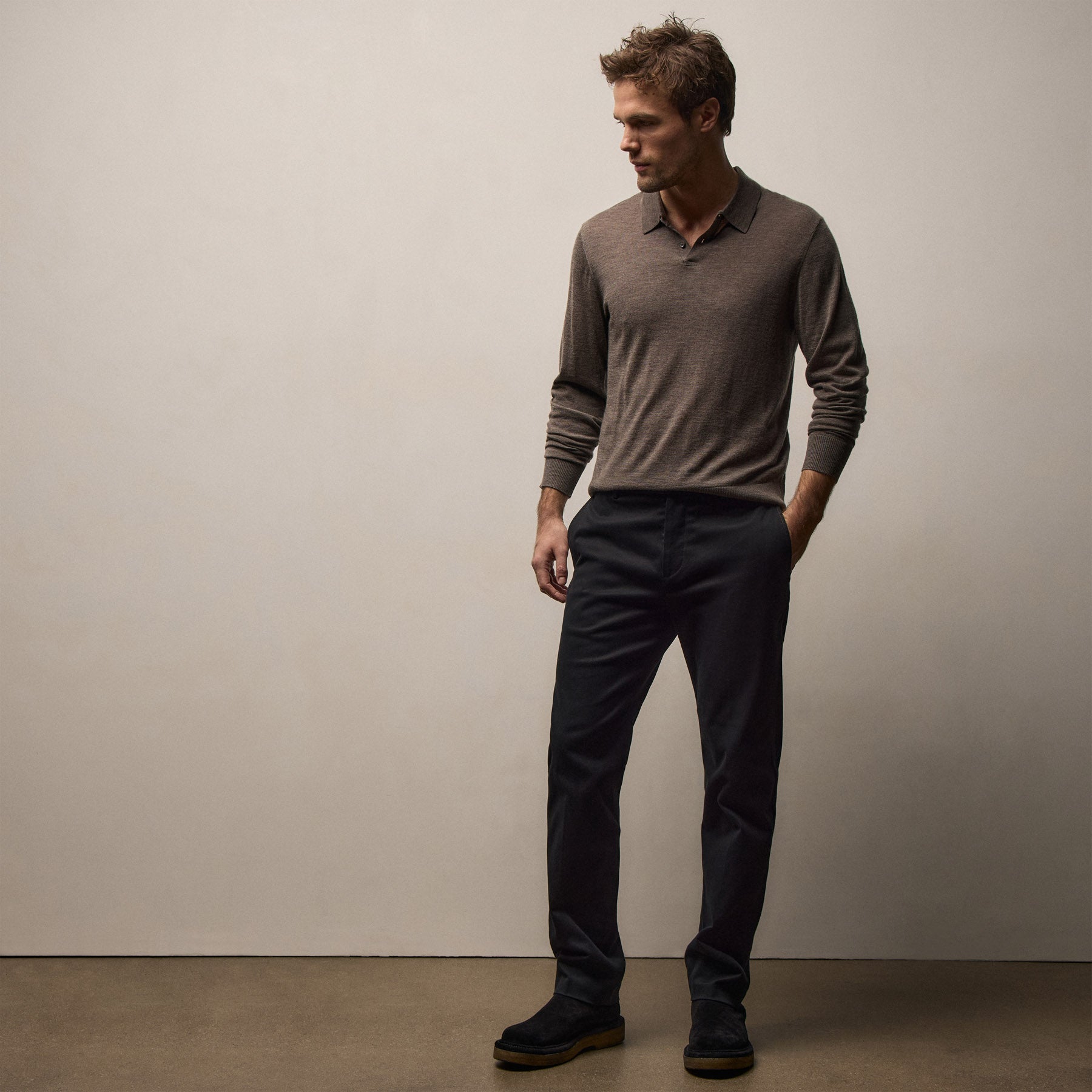 Cashmere Touch Twill Trouser - Black