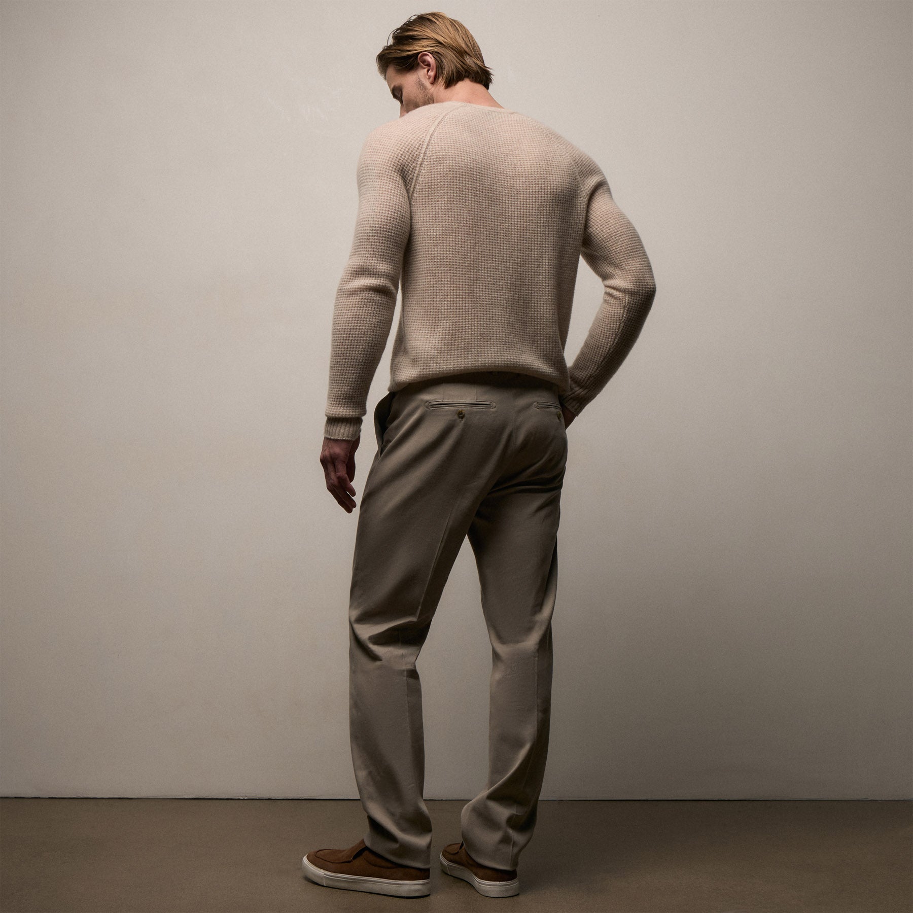 Cashmere Touch Twill Trouser - Light Tan