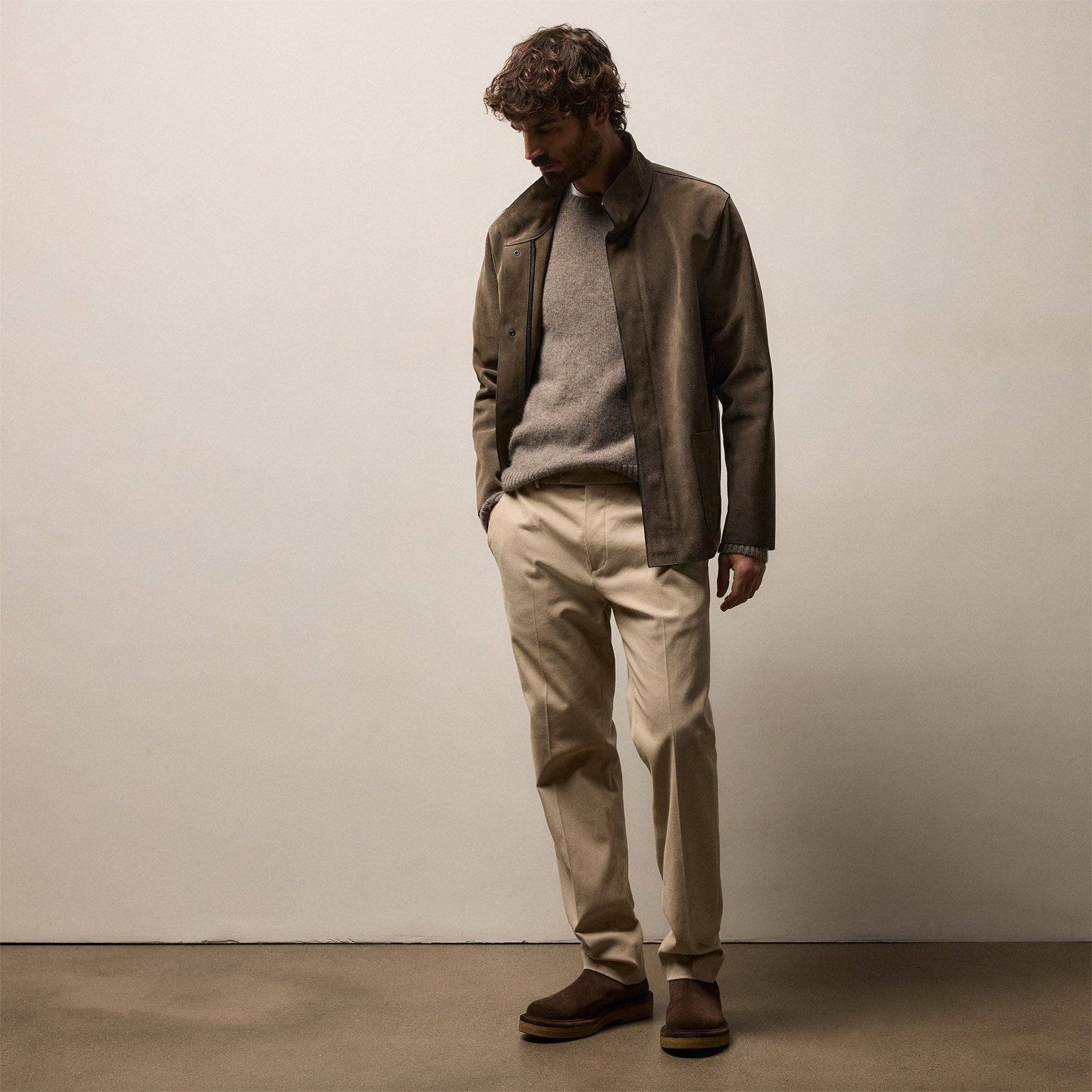 Cashmere Touch Twill Trouser - Stone