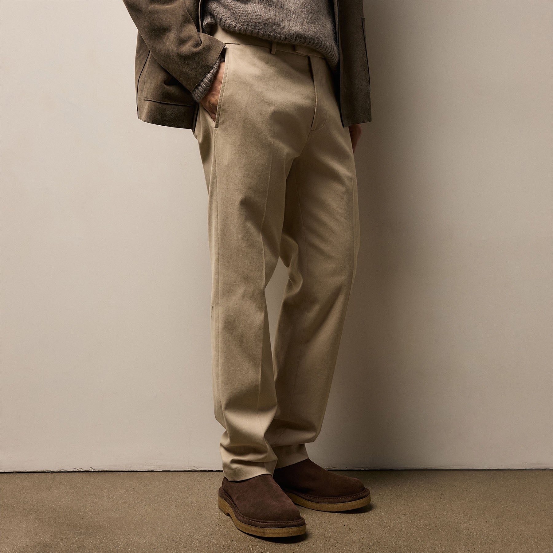 Cashmere Touch Twill Trouser - Stone