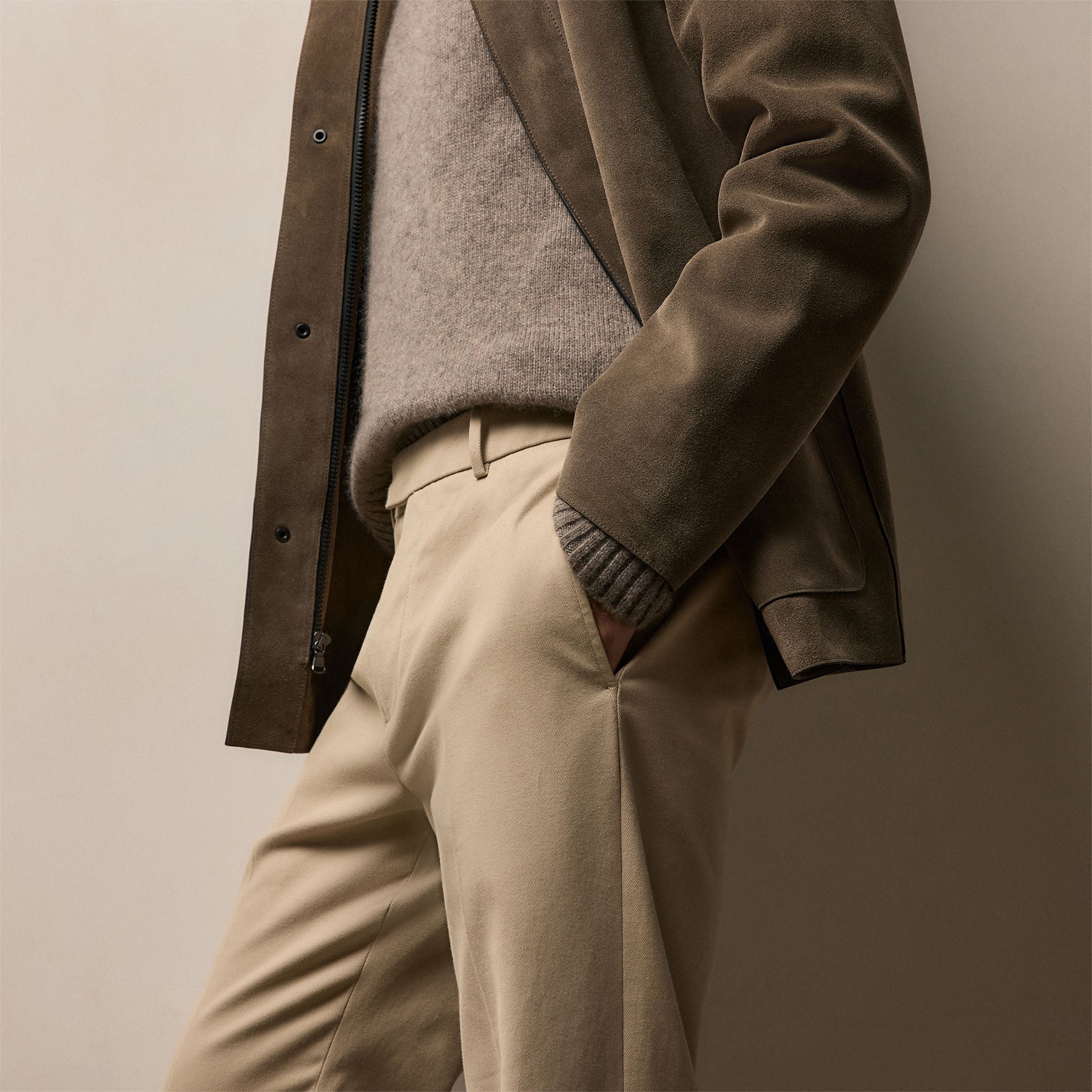 Cashmere Touch Twill Trouser - Stone