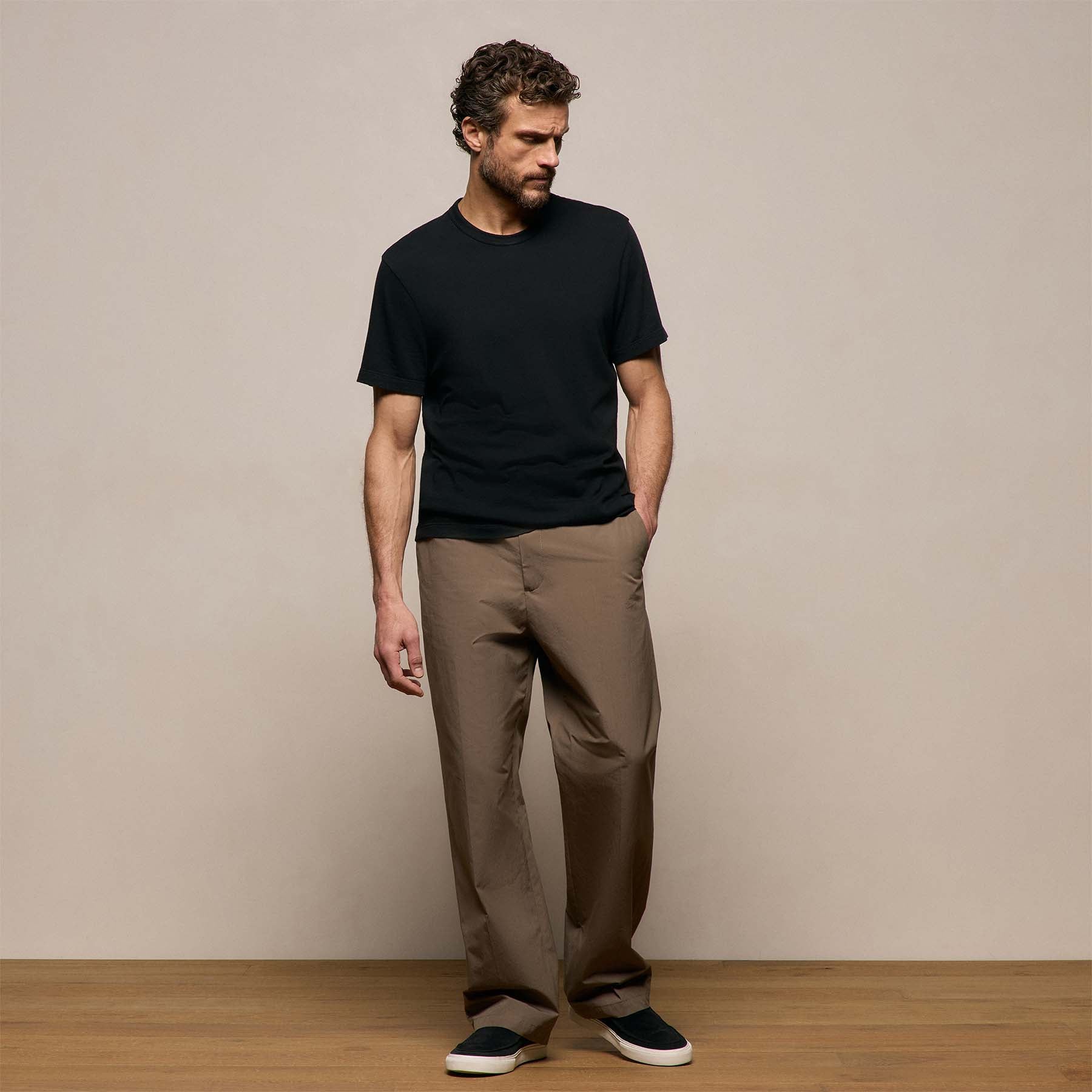 Cotton Cashmere Short Sleeve Tee - Black