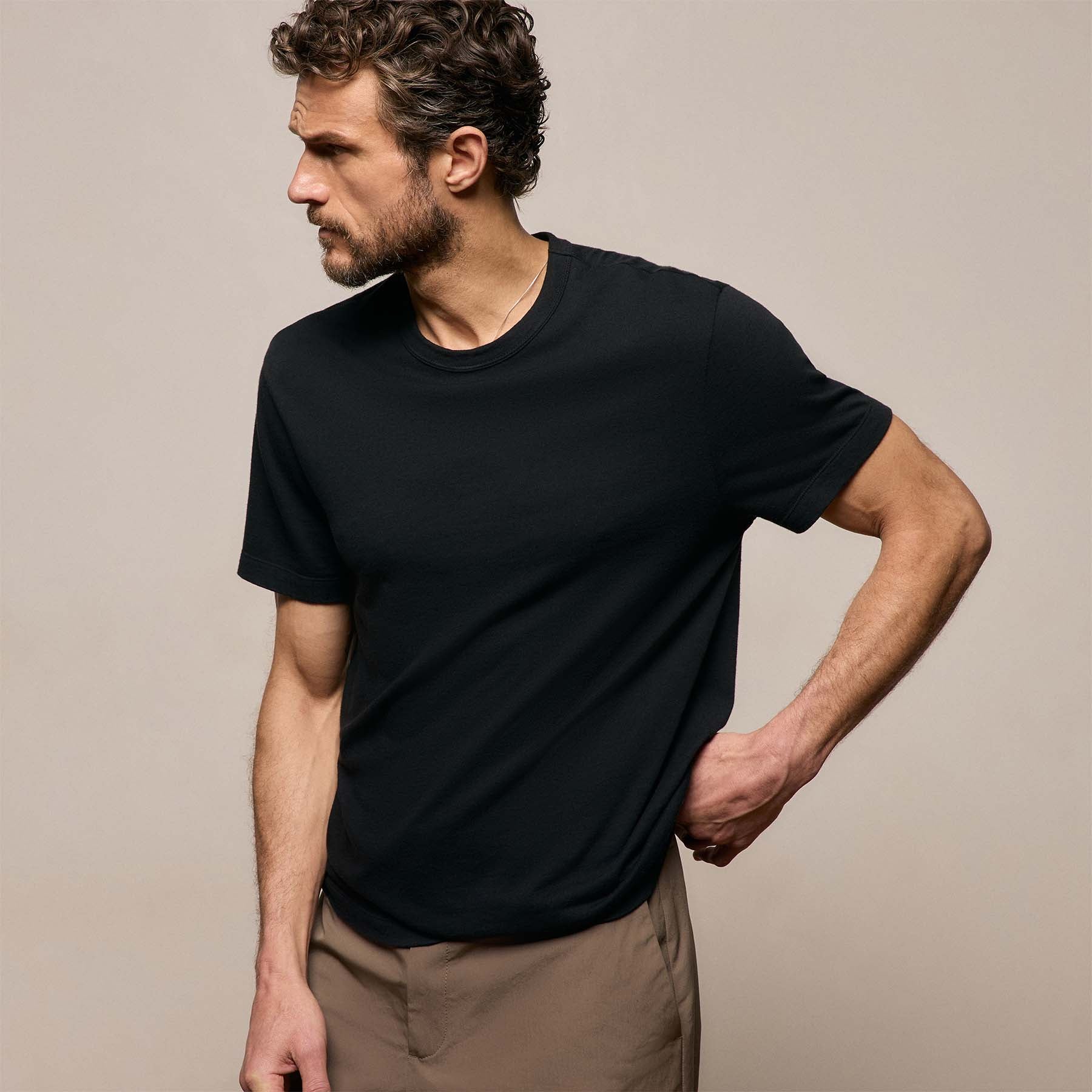 Cotton Cashmere Short Sleeve Tee - Black