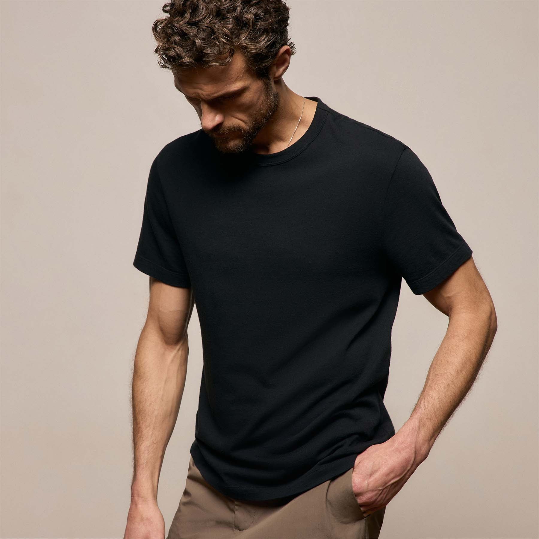 Cotton Cashmere Short Sleeve Tee - Black