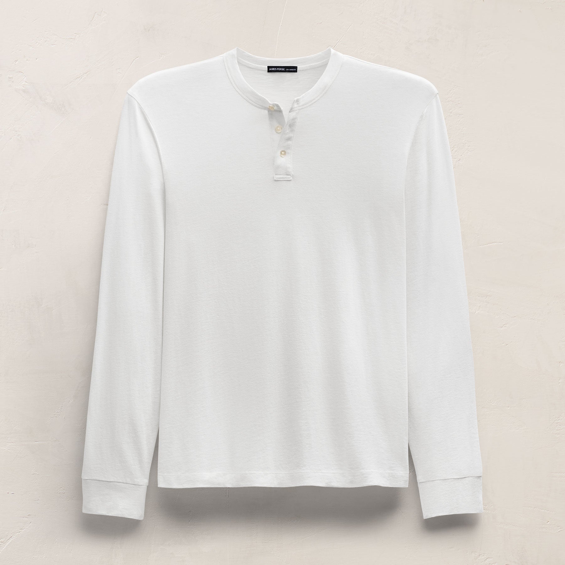 Cotton Cashmere Long Sleeve Henley - White