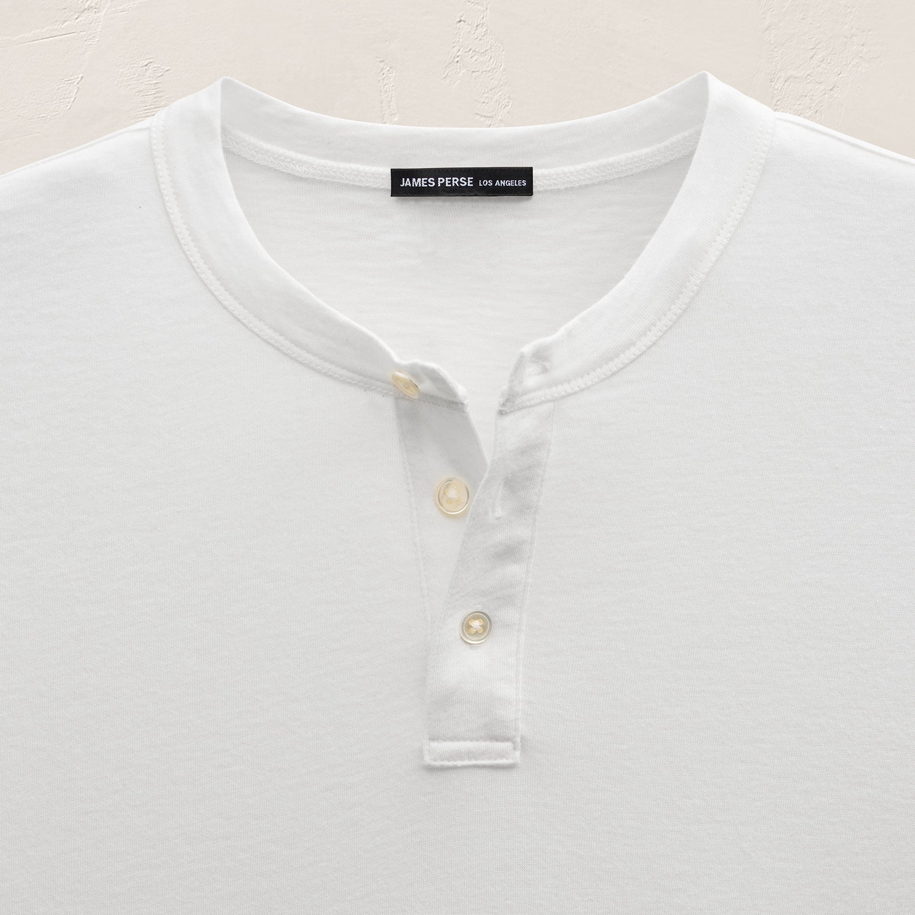 Cotton Cashmere Long Sleeve Henley - White