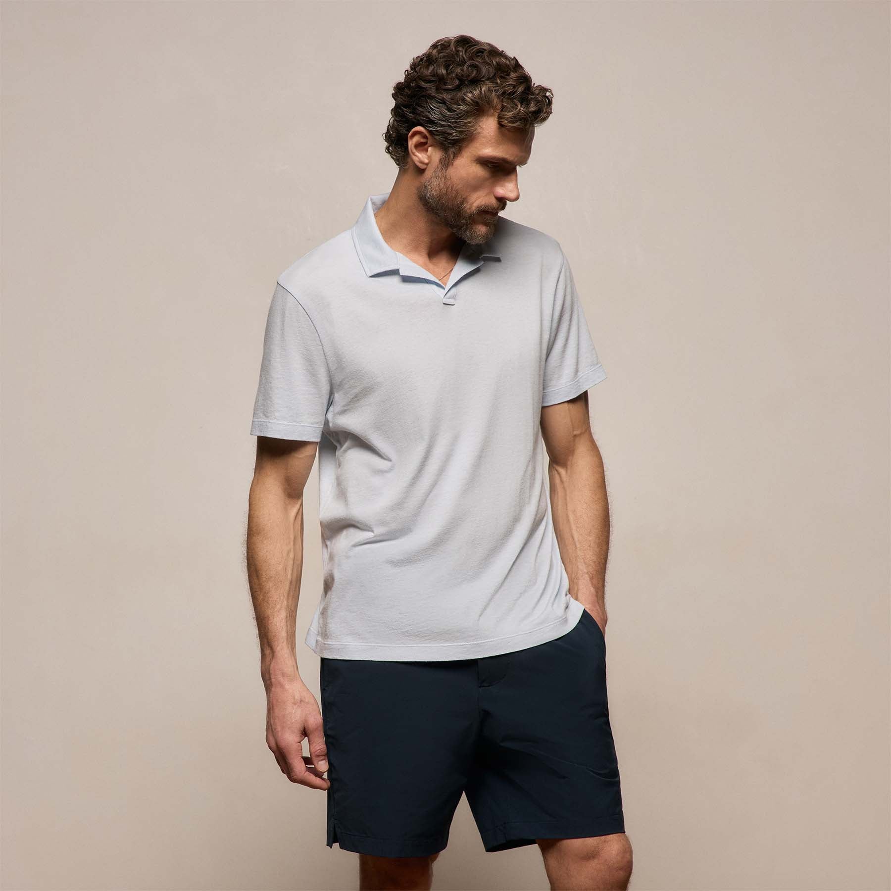 Cotton Cashmere Open Polo - Memory