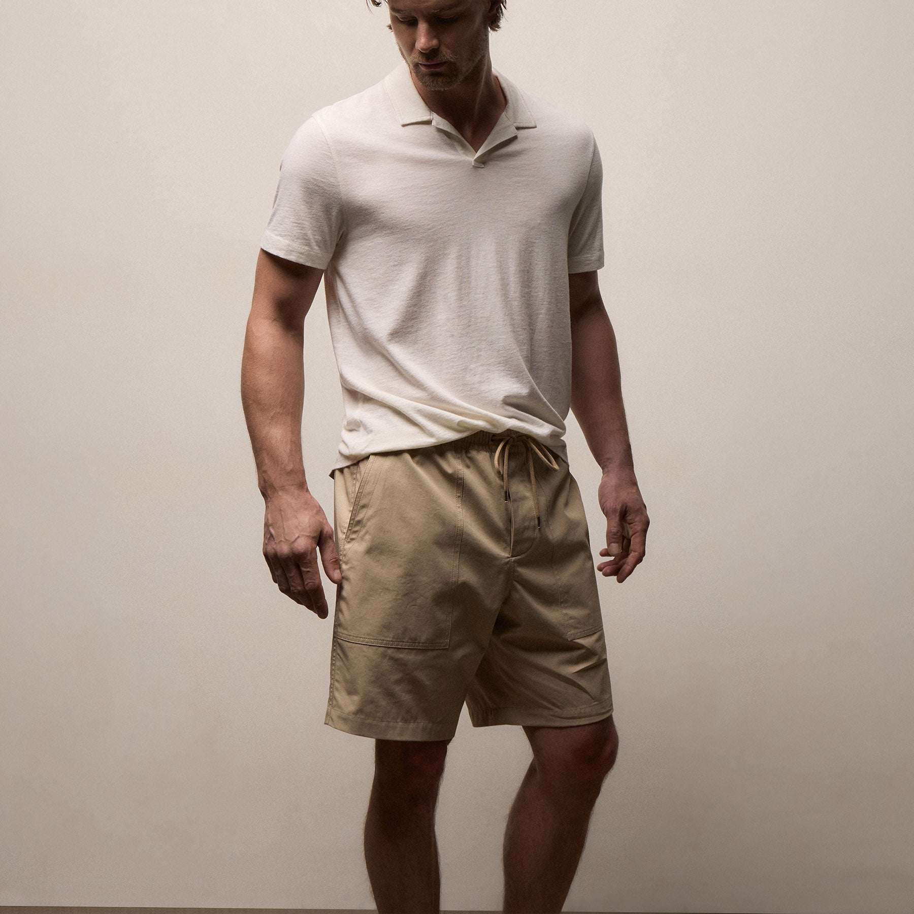 Cotton Cashmere Open Polo - White