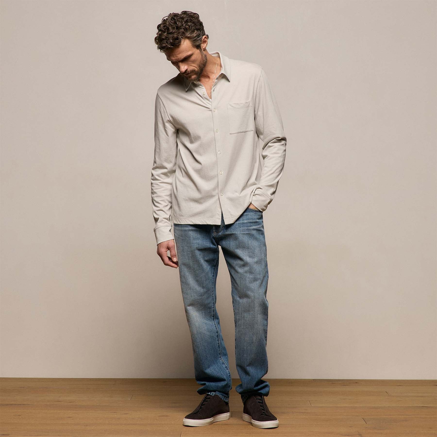 Clean Finish Jersey Shirt - Pearl