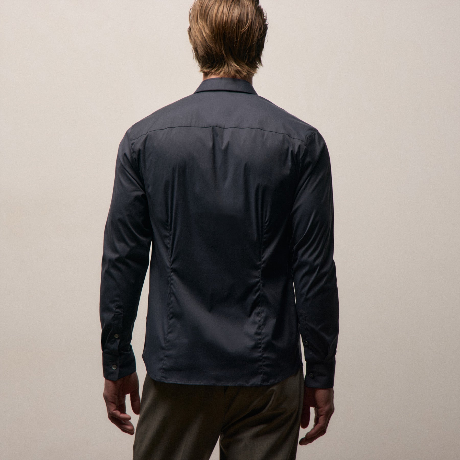 Matte Stretch Poplin Dress Shirt - Navy