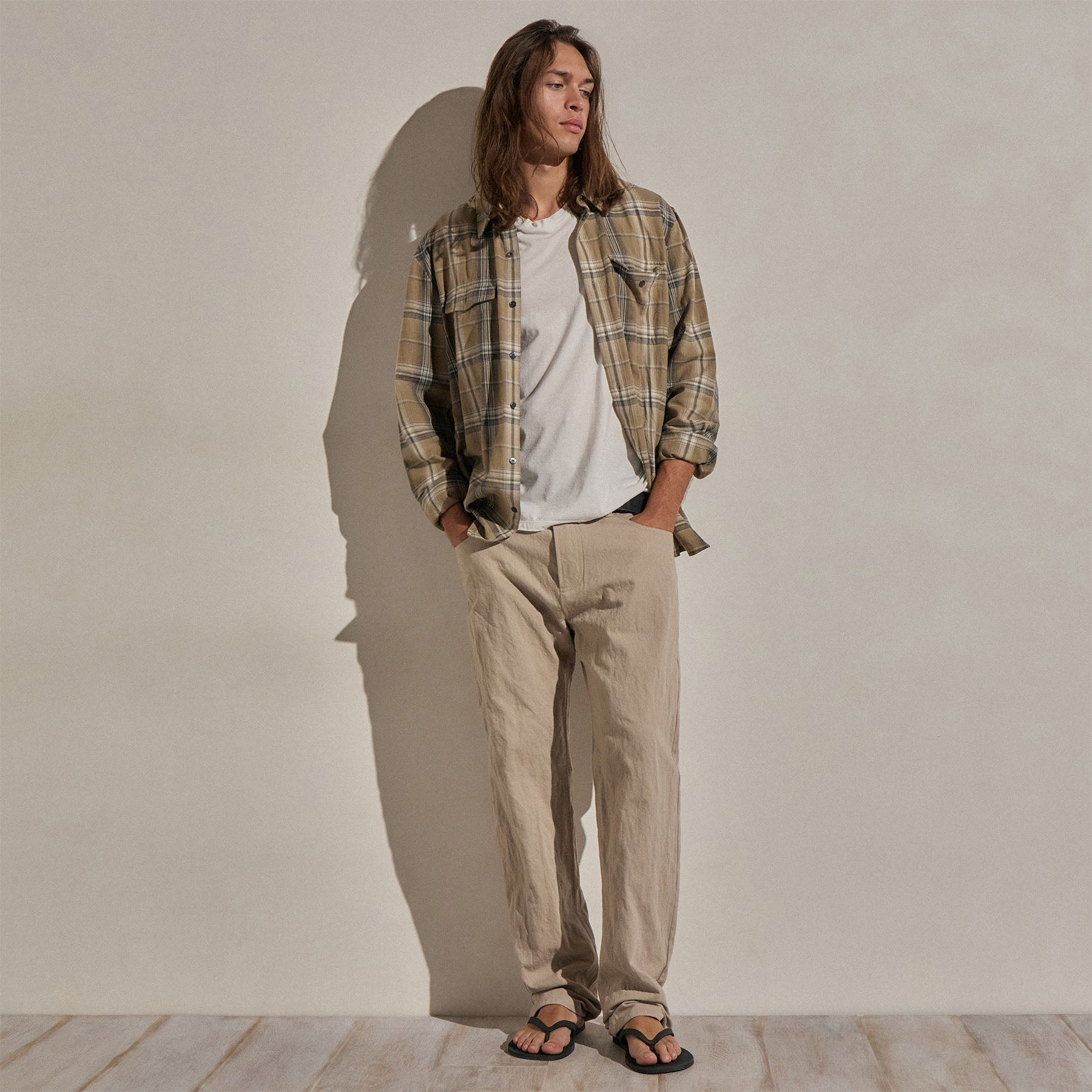 Cotton Metal Twill Pant - Flax