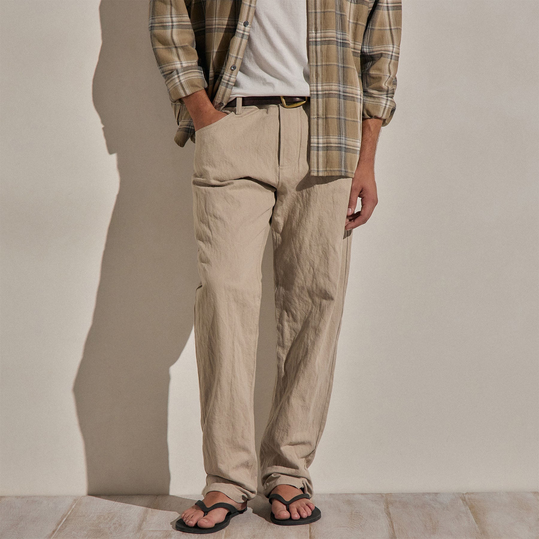 Cotton Metal Twill Pant - Flax