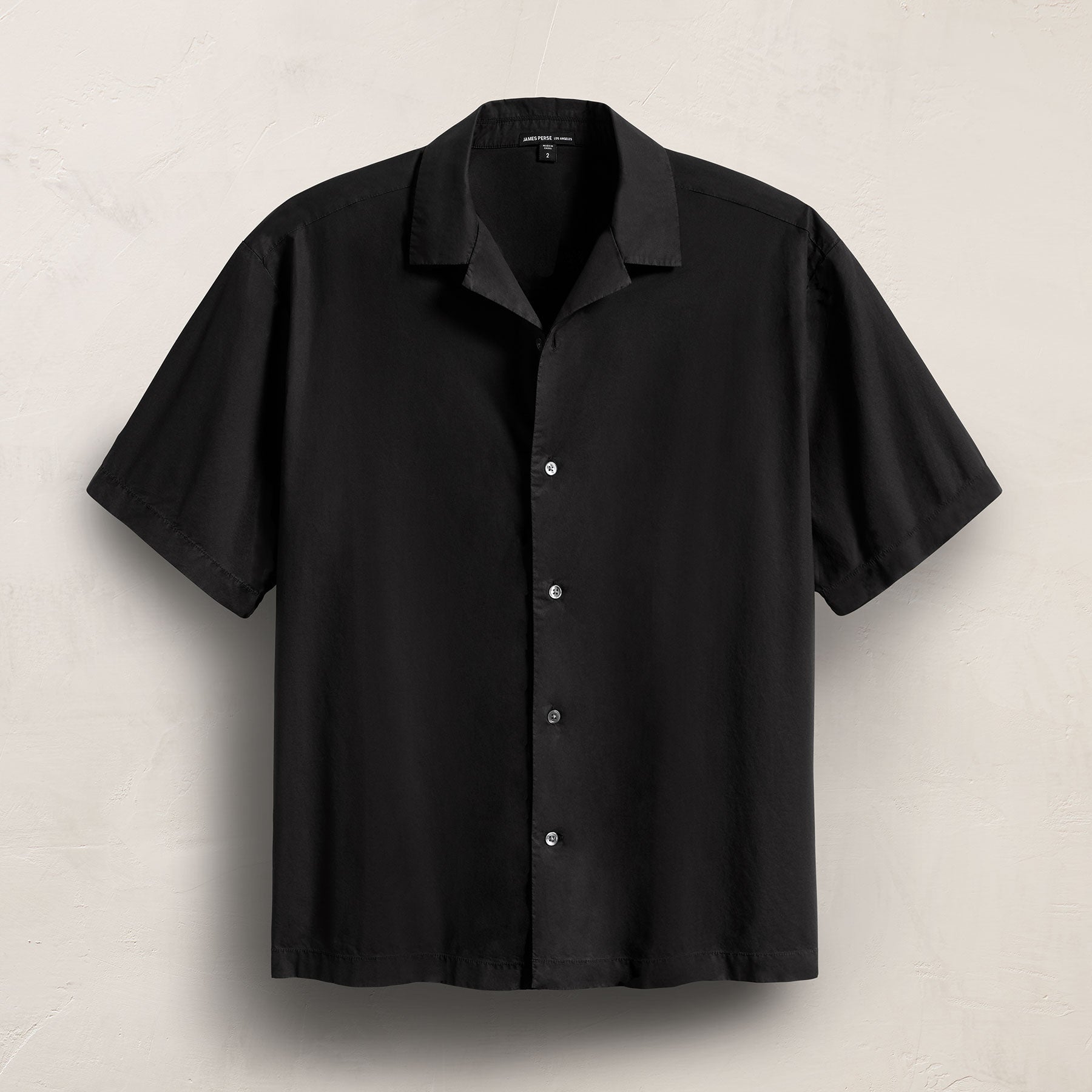 Oversized Stretch Poplin Short Sleeve Shirt - Black