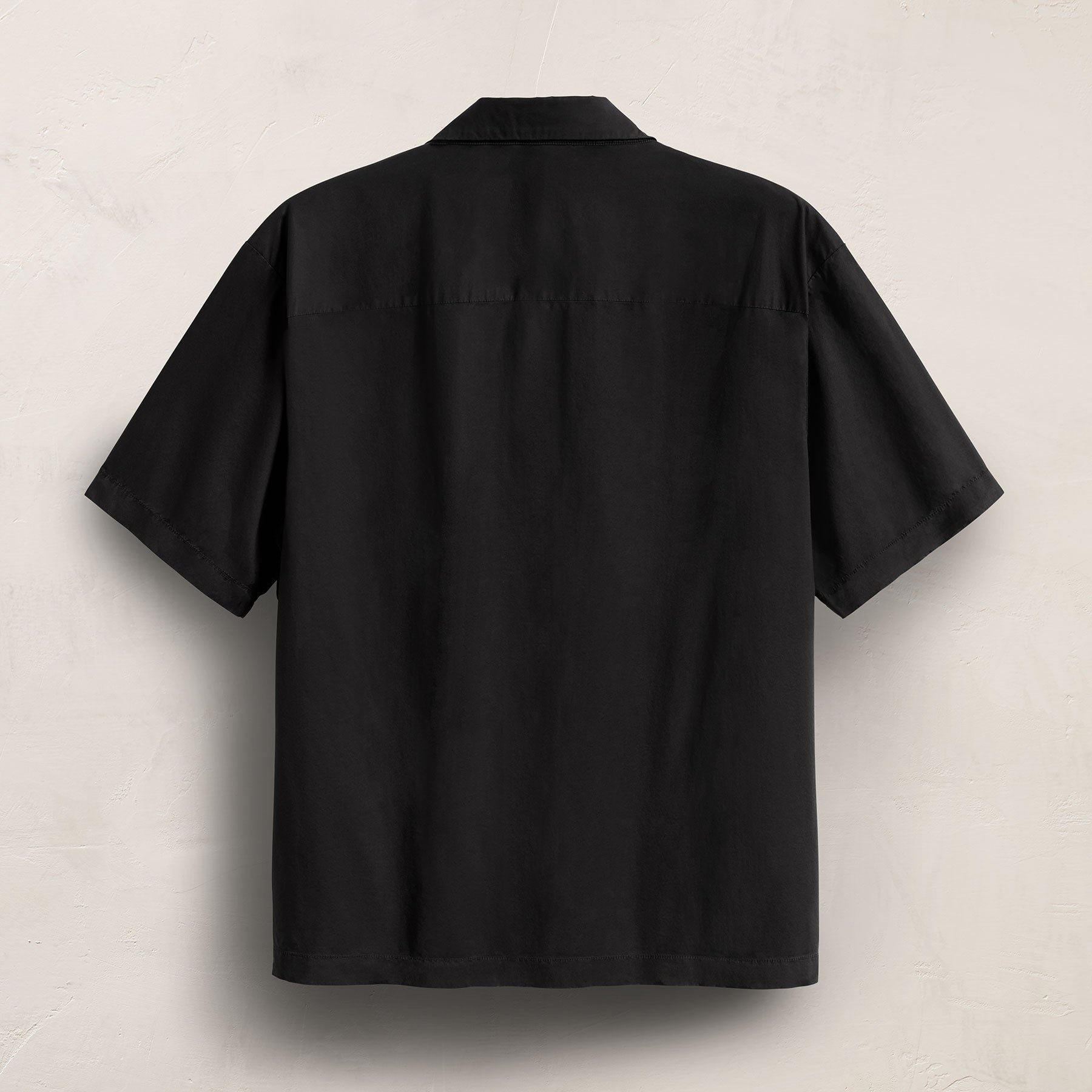 Oversized Stretch Poplin Short Sleeve Shirt - Black