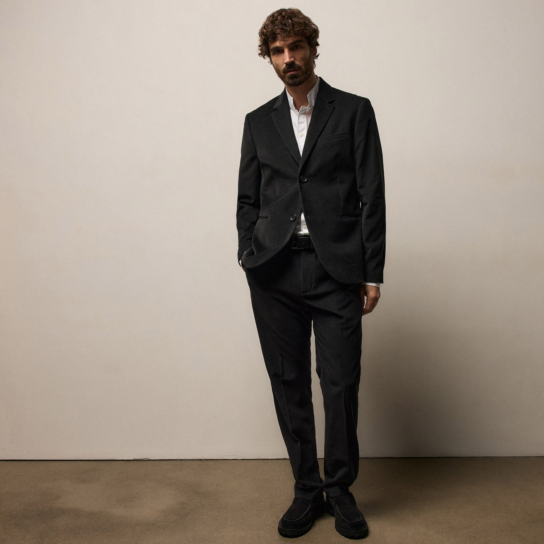 Cotton Cashmere Corduroy Suit Jacket - Black