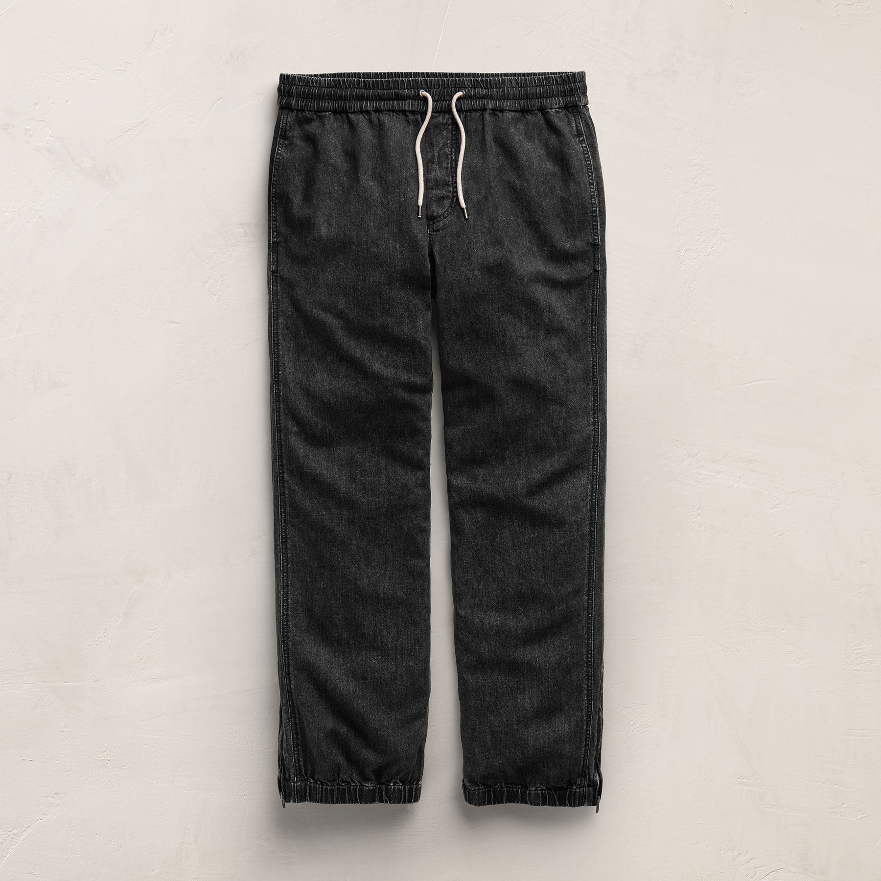 Linen Denim Drawstring Jogger - Black Wash