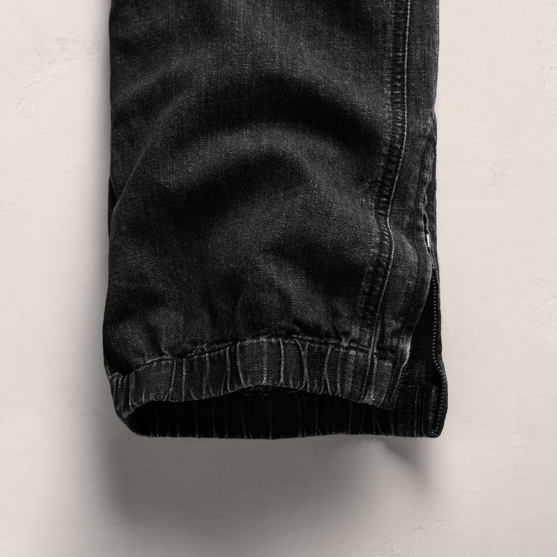 Linen Denim Drawstring Jogger - Black Wash