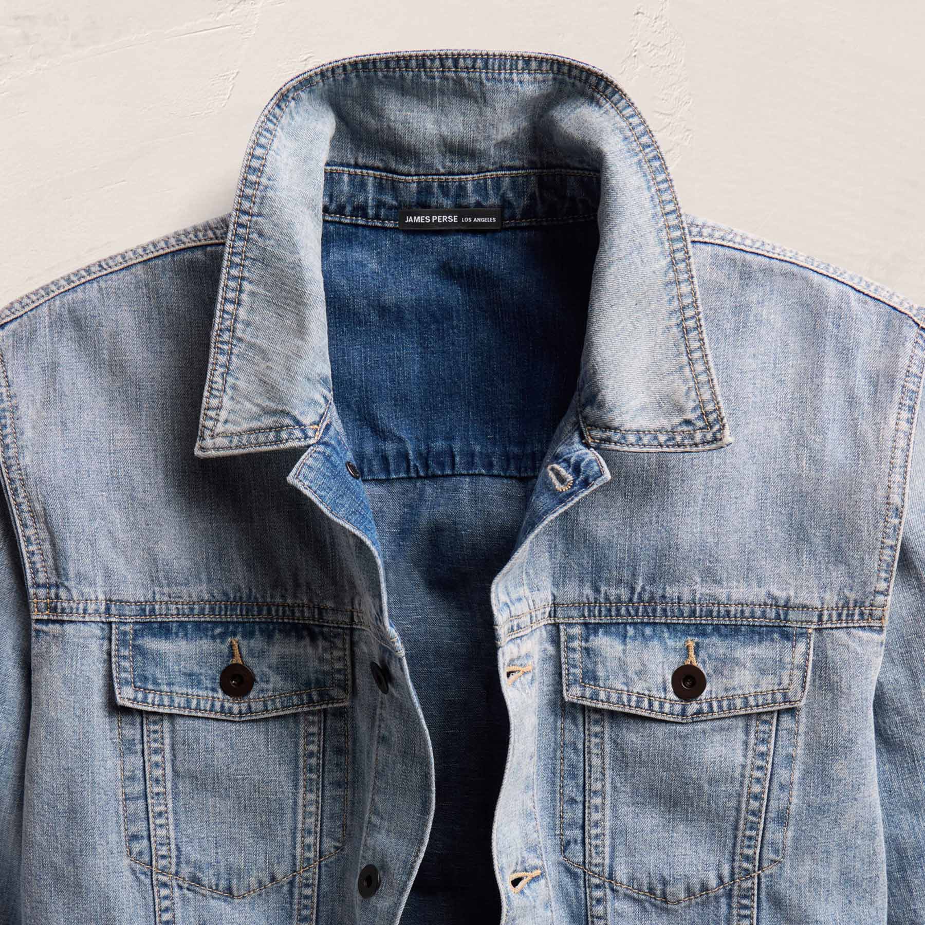 Linen Denim Trucker Jacket - Light Wash