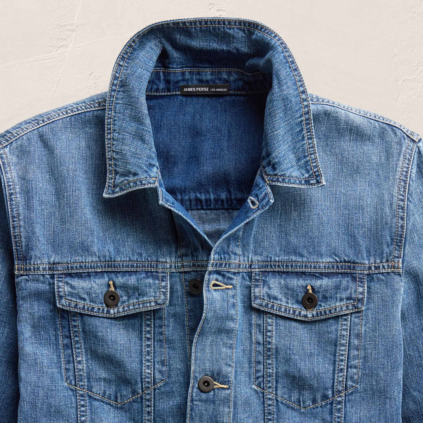 Linen Denim Trucker Jacket - Medium Wash