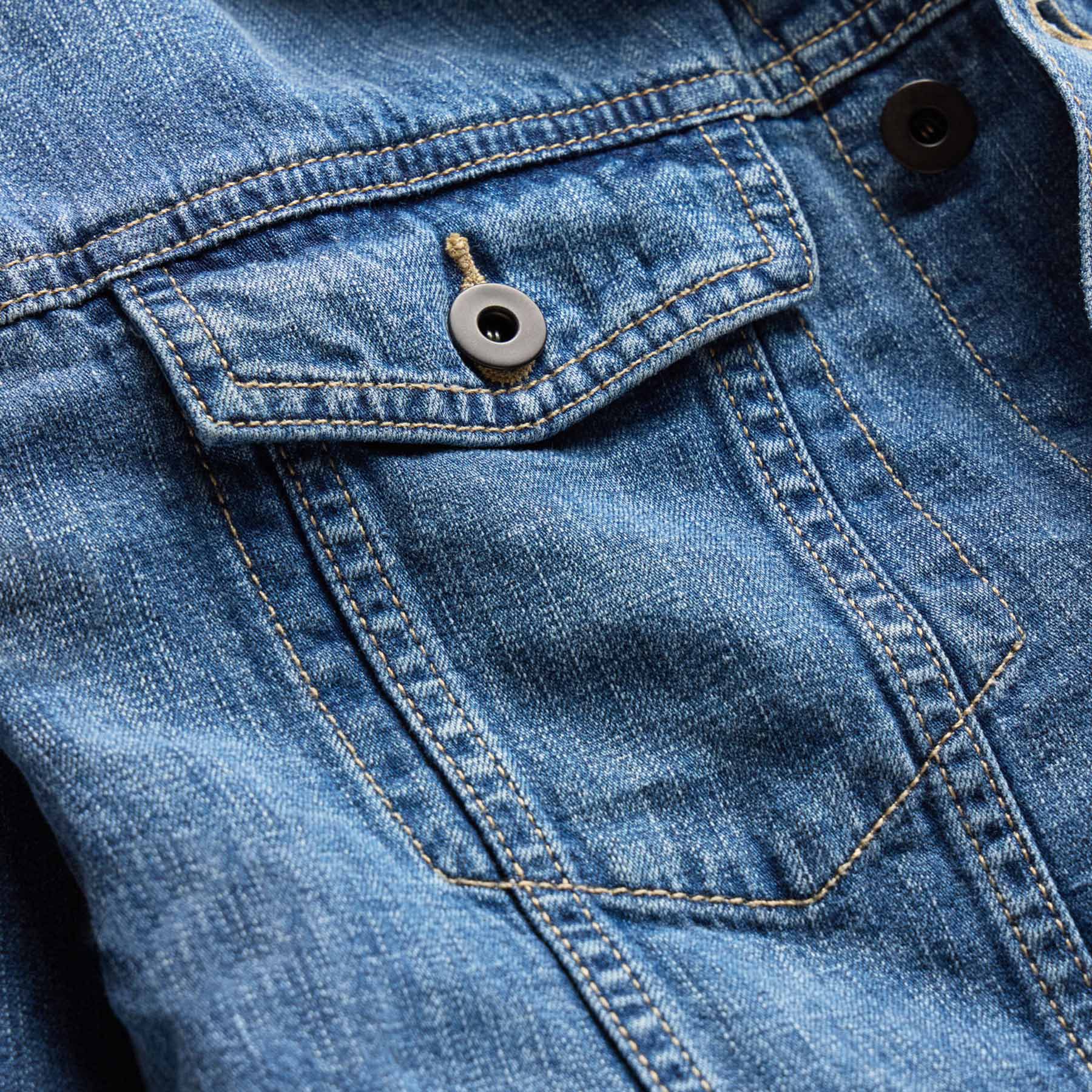 Linen Denim Trucker Jacket - Medium Wash