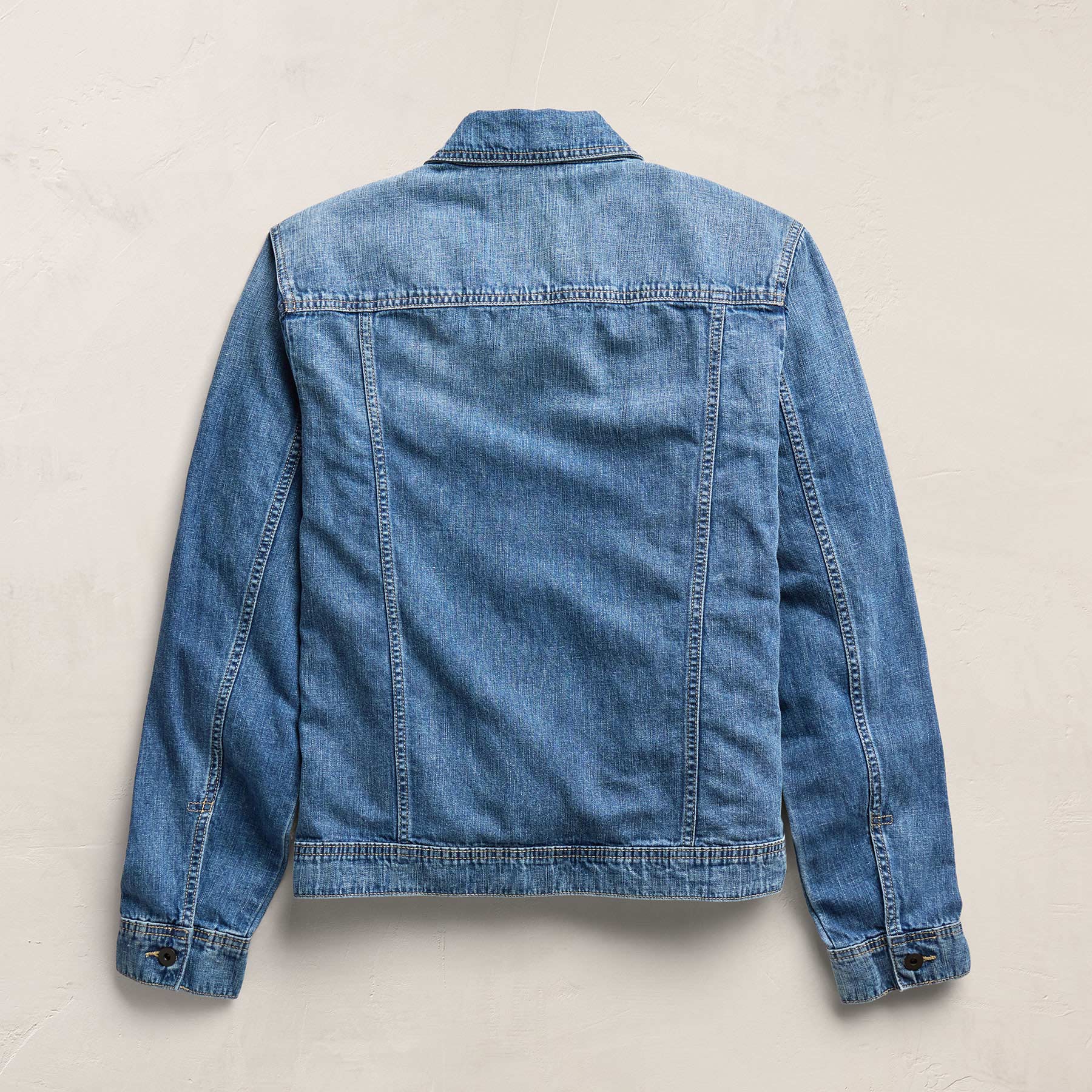 Linen Denim Trucker Jacket - Medium Wash
