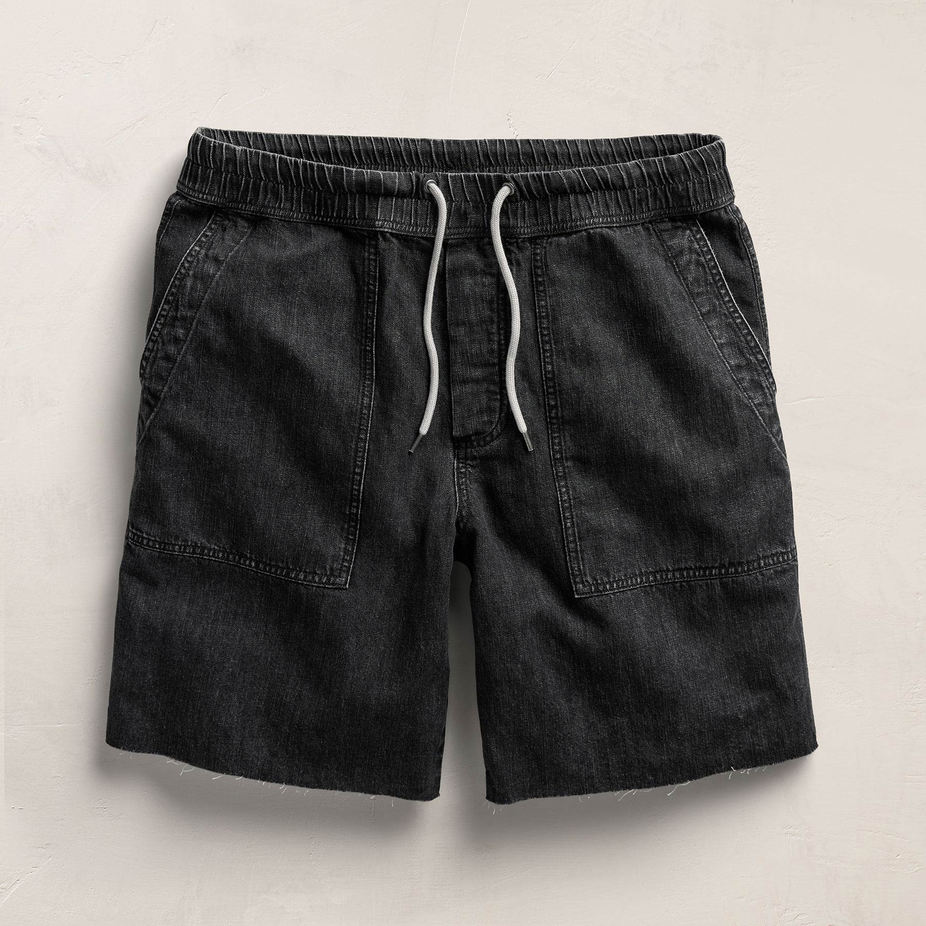 Linen Denim Drawstring Short - Black Wash