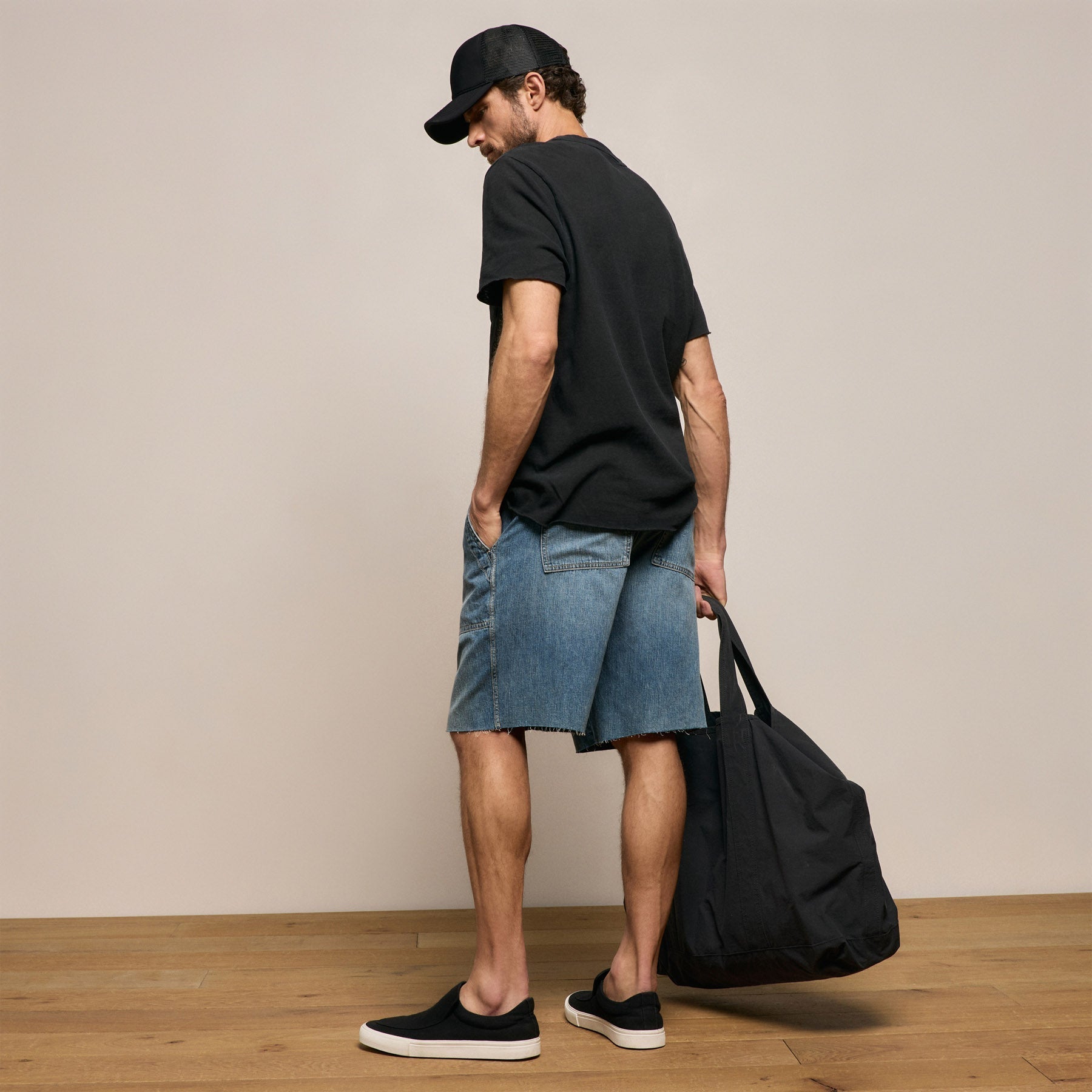 Linen Denim Drawstring Short - Blue Wash