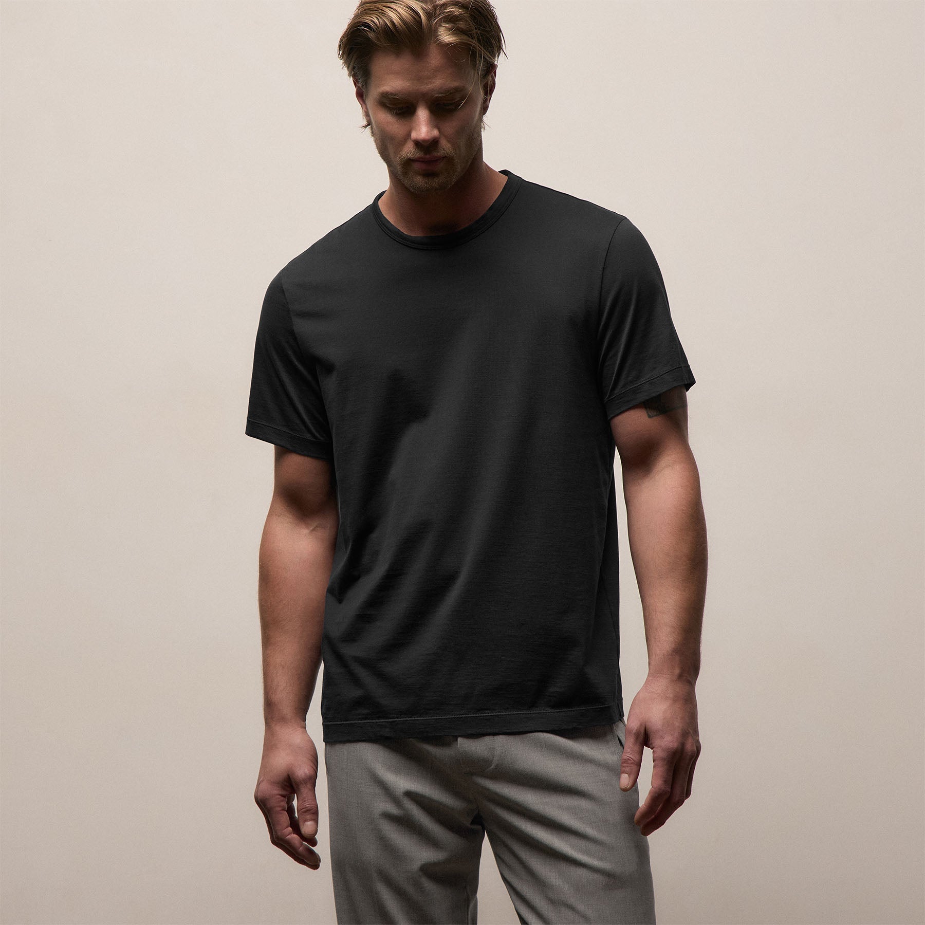 Lotus Jersey Double Ply Crew - Black
