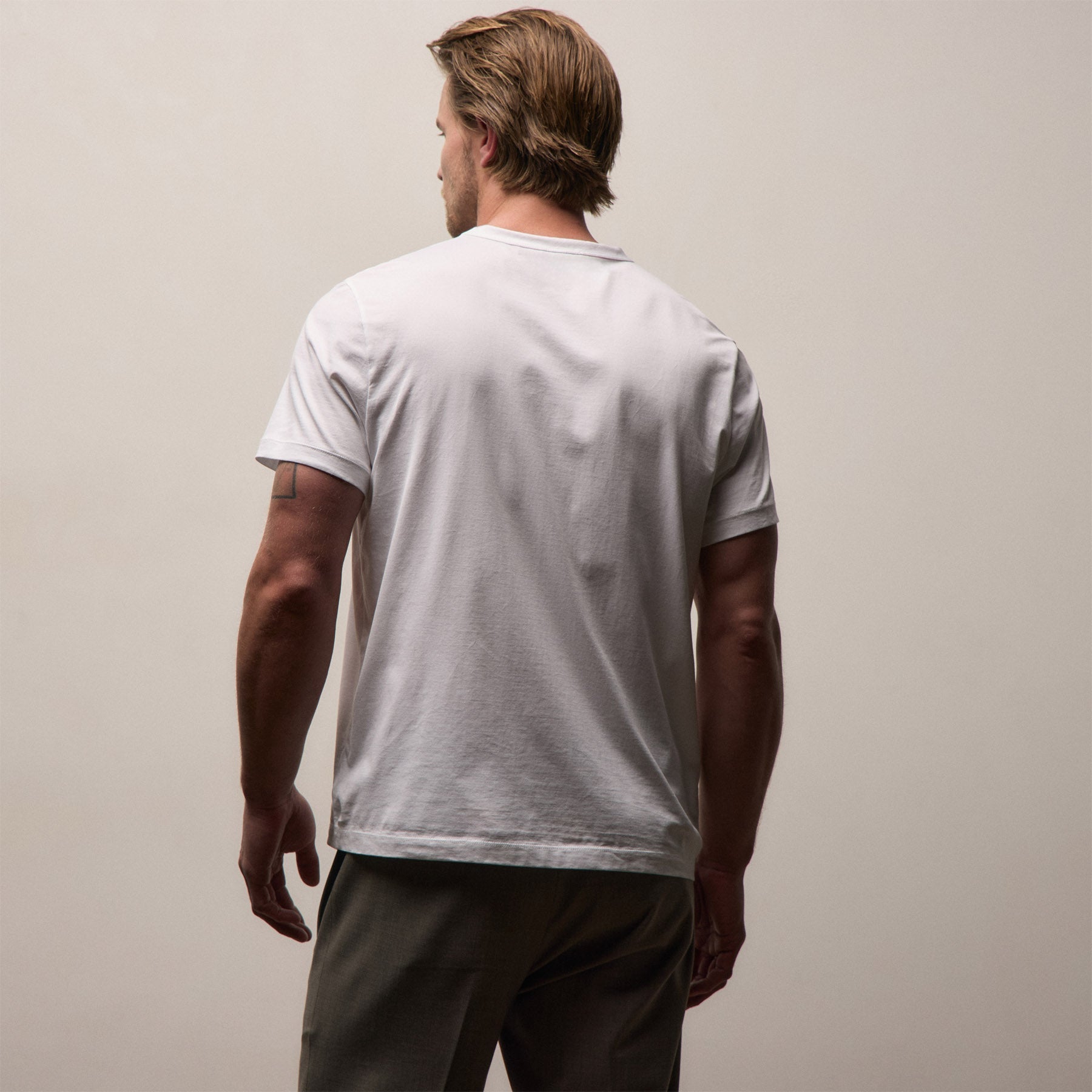 Lotus Jersey Double Ply Crew - White