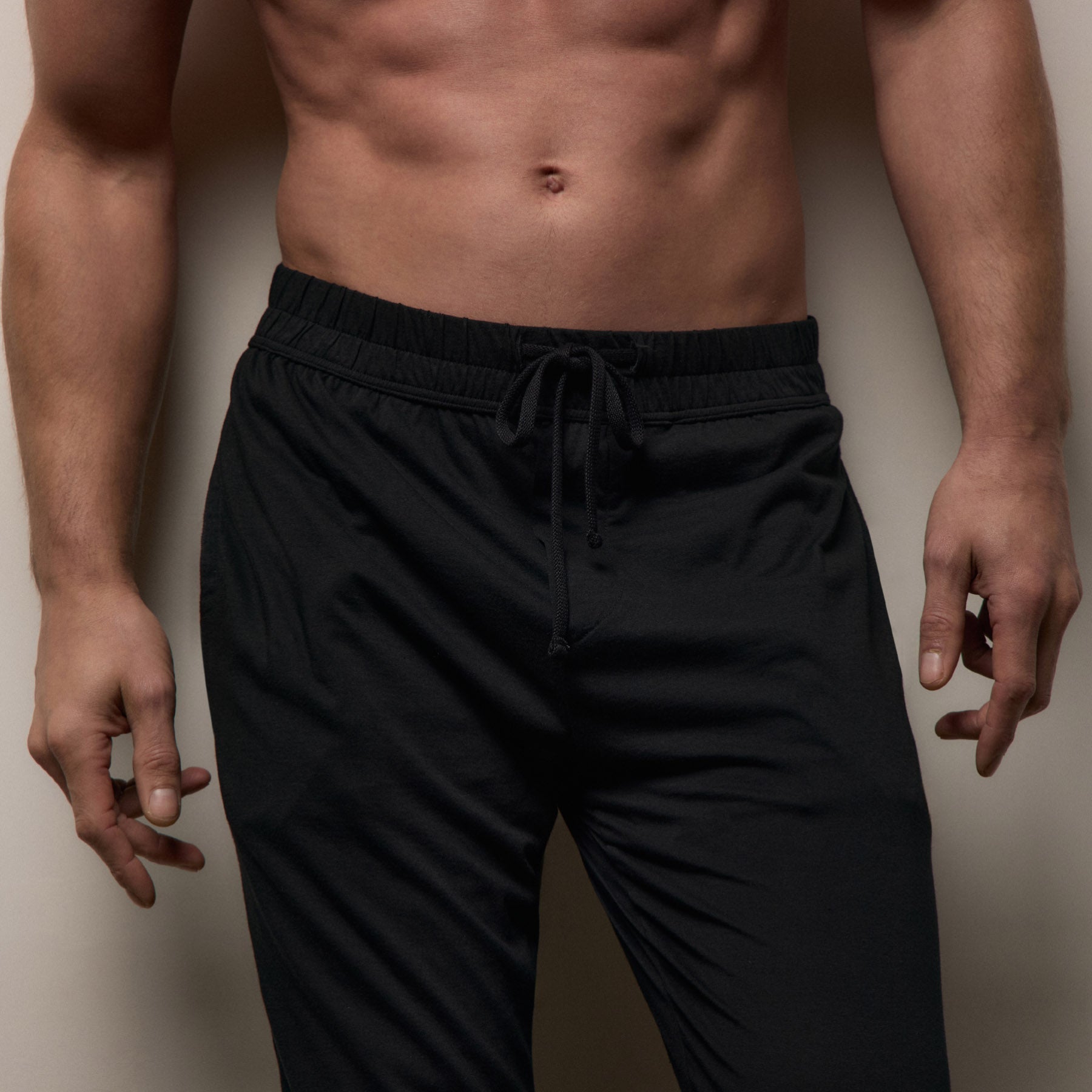 Luxe Lotus Jersey Tapered Lounge Pant - Black