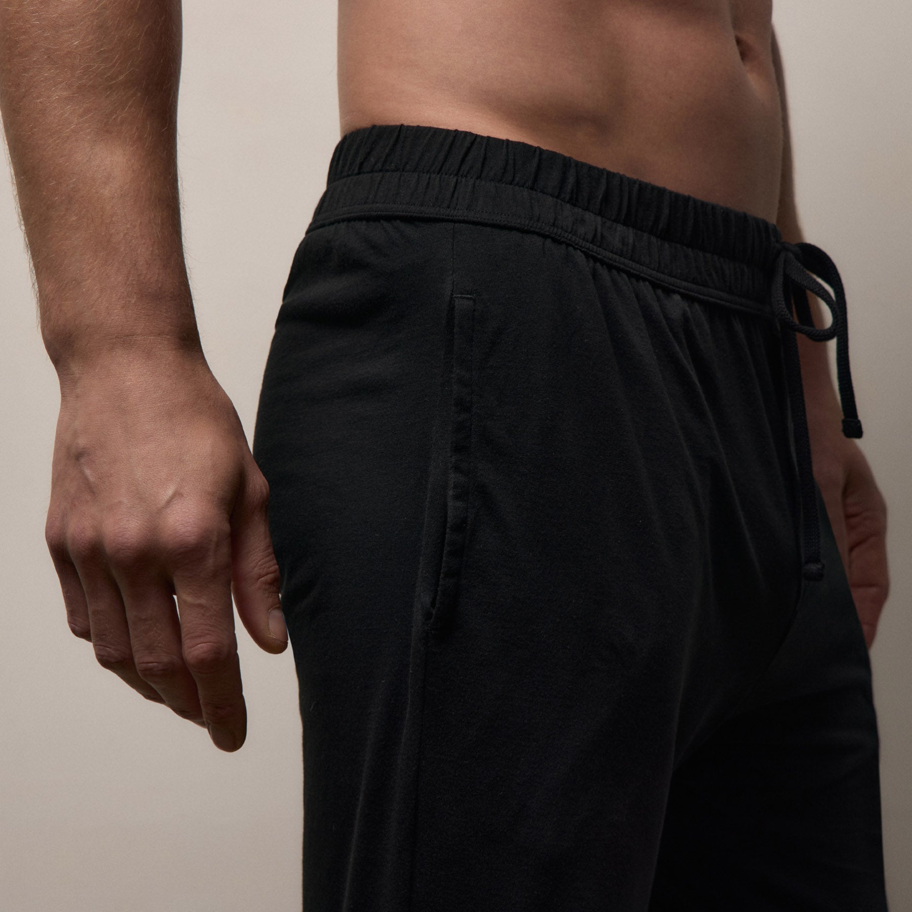 Luxe Lotus Jersey Tapered Lounge Pant - Black