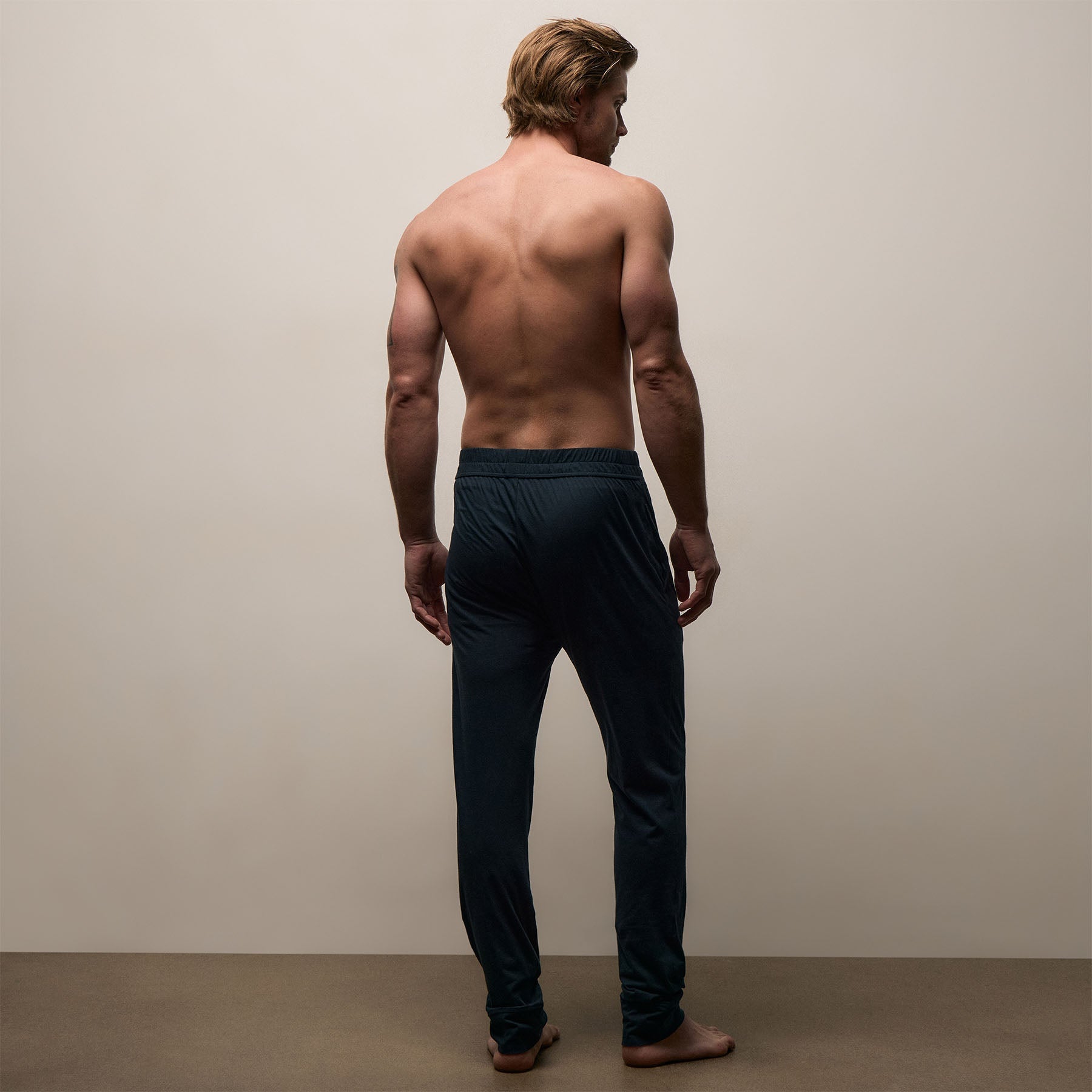Luxe Lotus Jersey Tapered Lounge Pant - French Navy