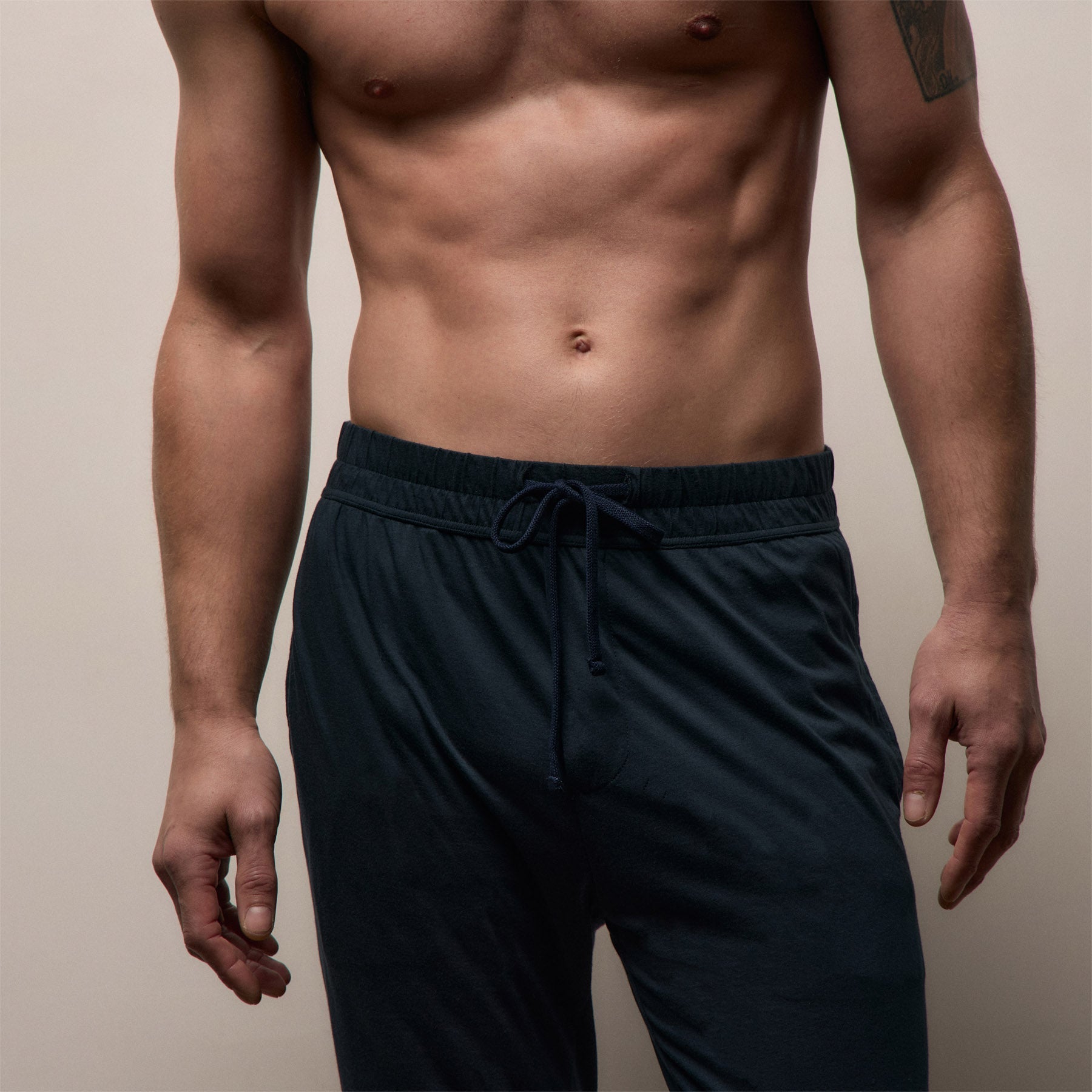 Luxe Lotus Jersey Tapered Lounge Pant - French Navy