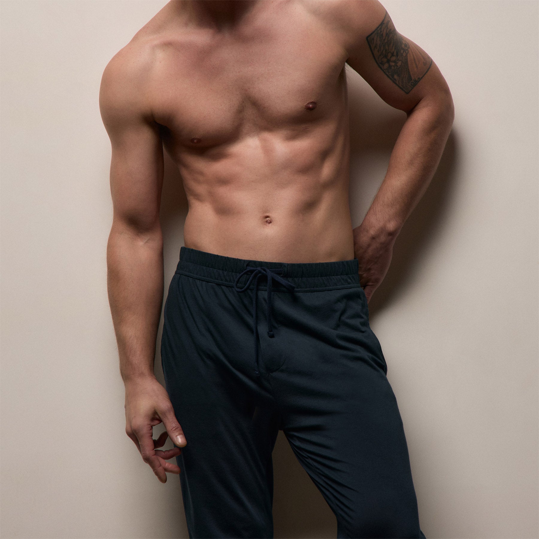 Luxe Lotus Jersey Tapered Lounge Pant - French Navy