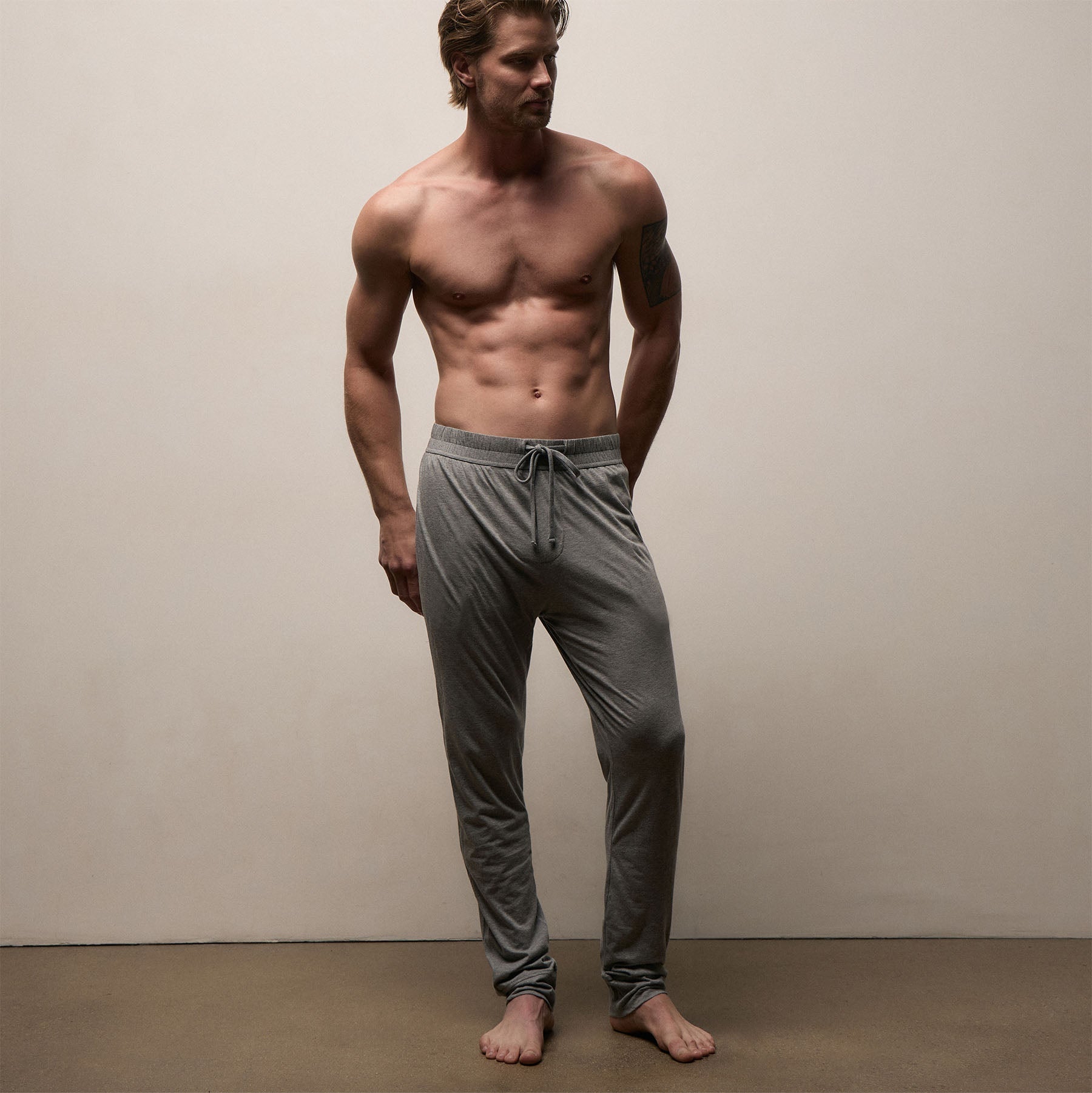 Luxe Lotus Jersey Tapered Lounge Pant - Heather Grey