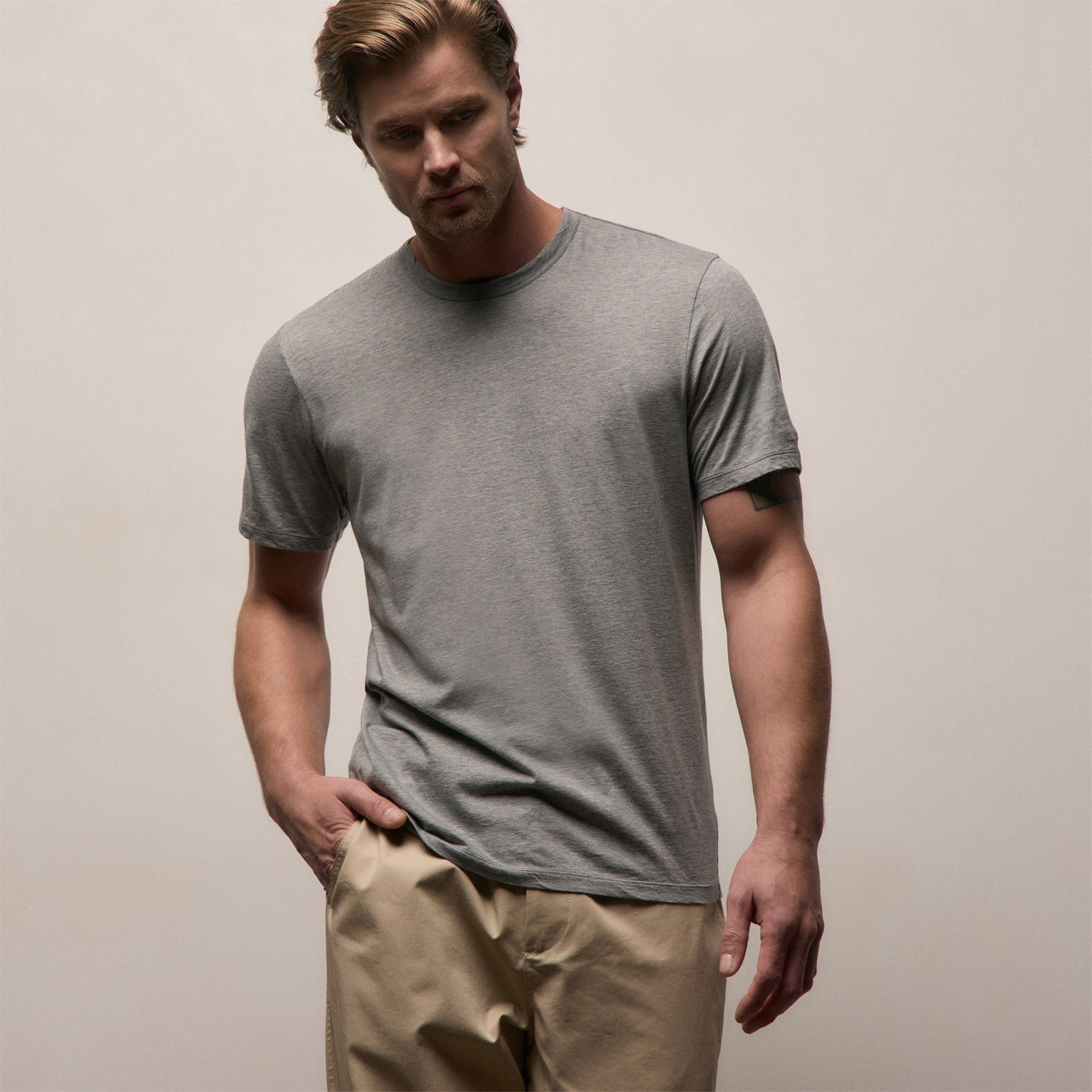 Luxe Lotus Jersey Tee - Heather Grey