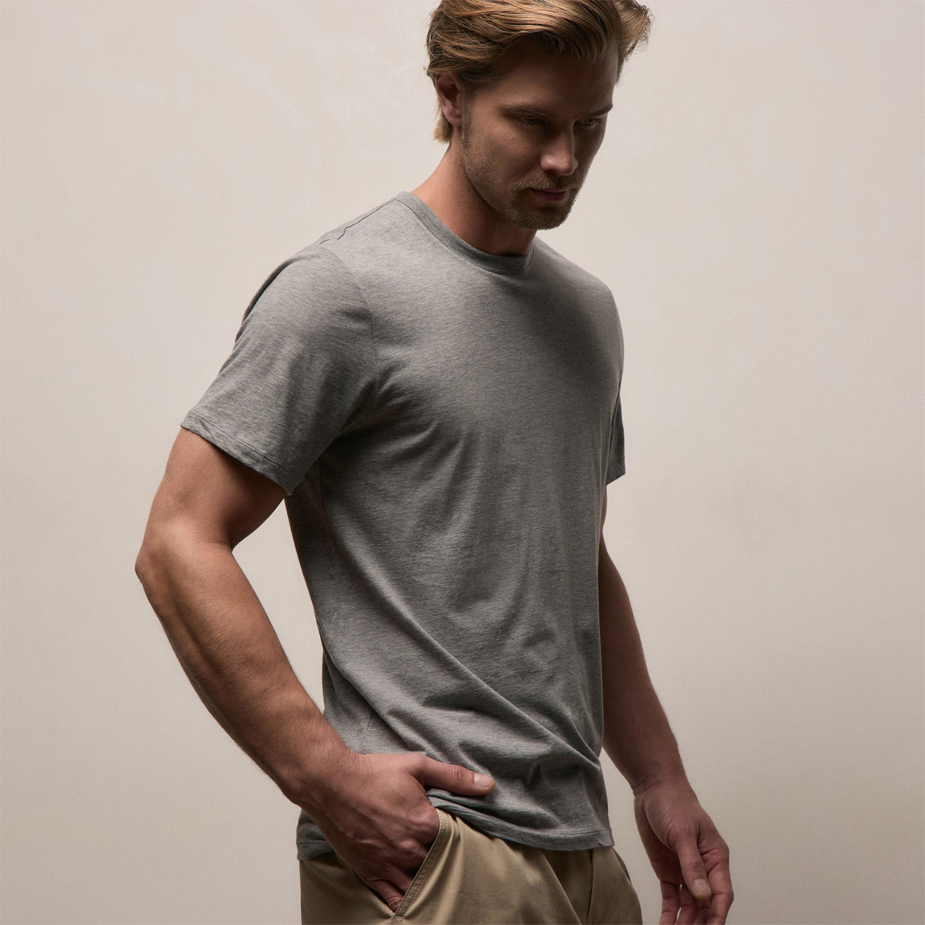 Luxe Lotus Jersey Tee - Heather Grey