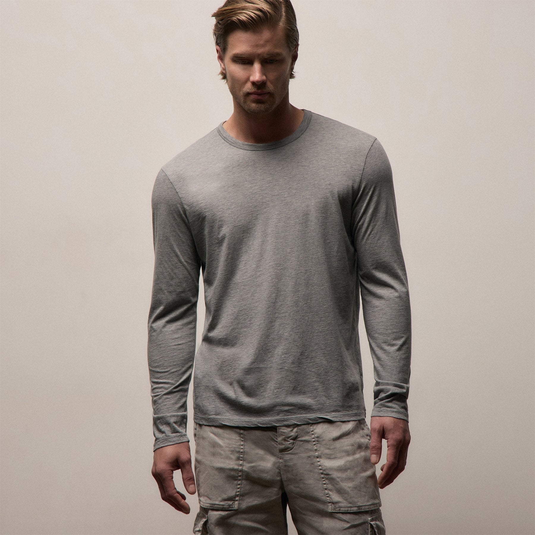 Luxe Lotus Jersey Long Sleeve - Heather Grey