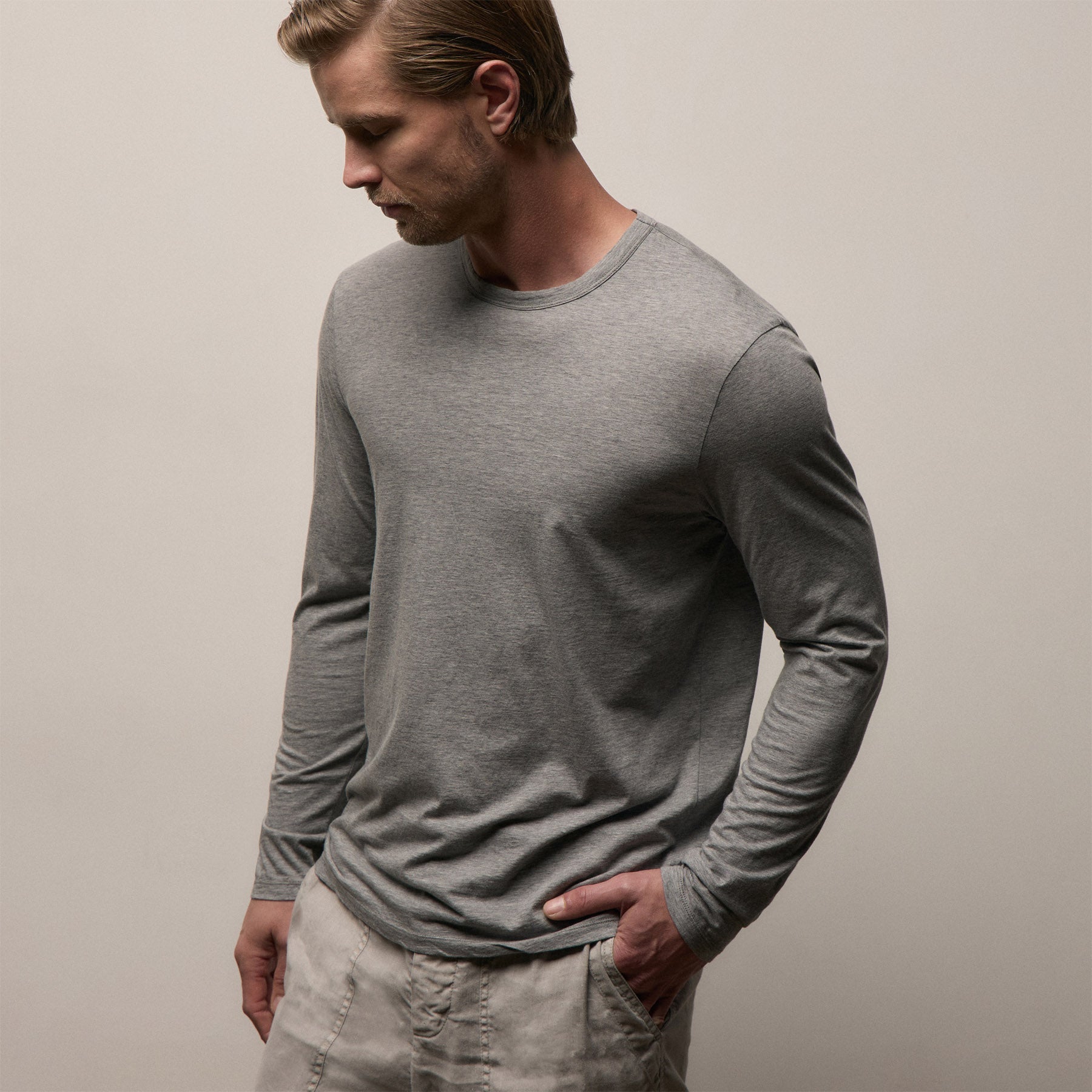 Luxe Lotus Jersey Long Sleeve - Heather Grey