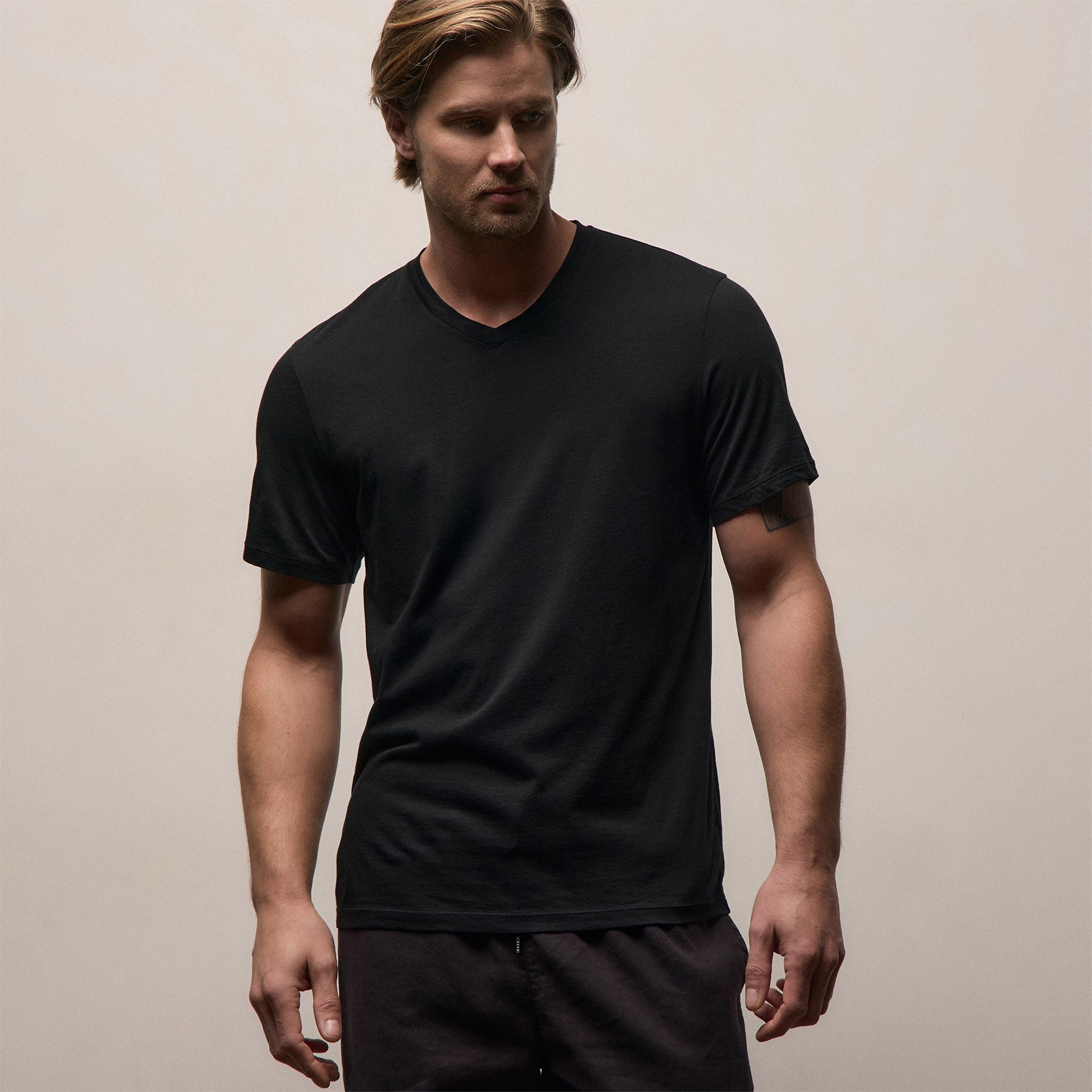 3 Pack Luxe Lotus Jersey V Neck Tee - Black/White/French Navy