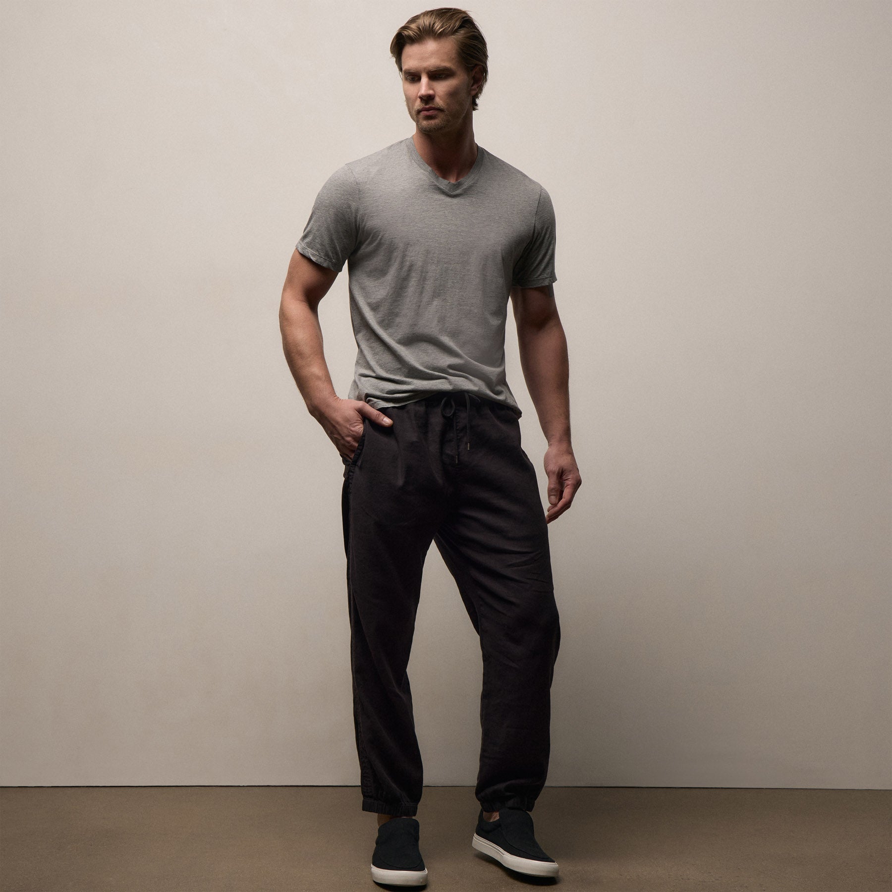 Luxe Lotus Jersey V Neck - Heather Grey