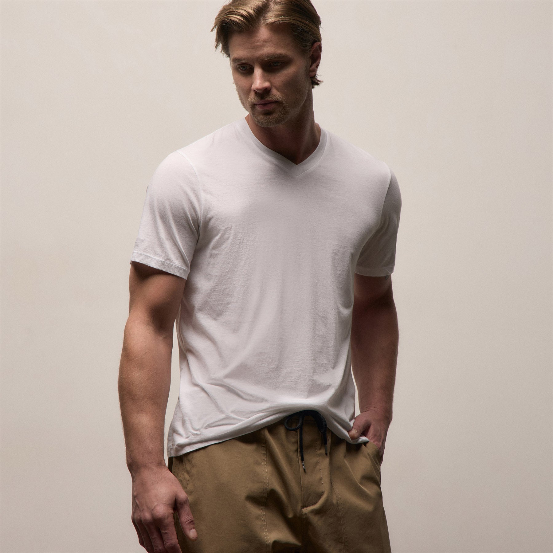 3 Pack Luxe Lotus Jersey V Neck Tee - White