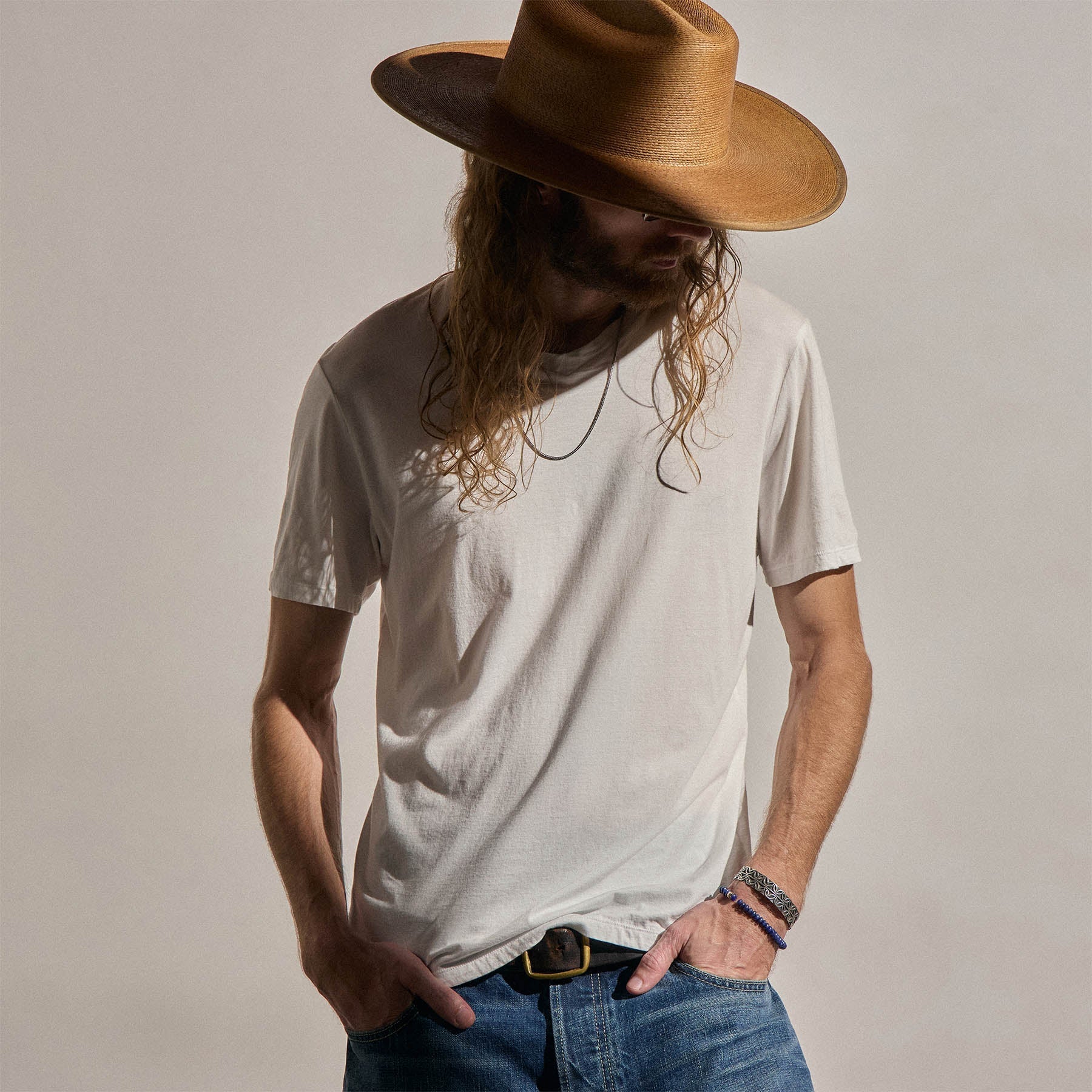 Luxe Lotus Jersey V Neck - White