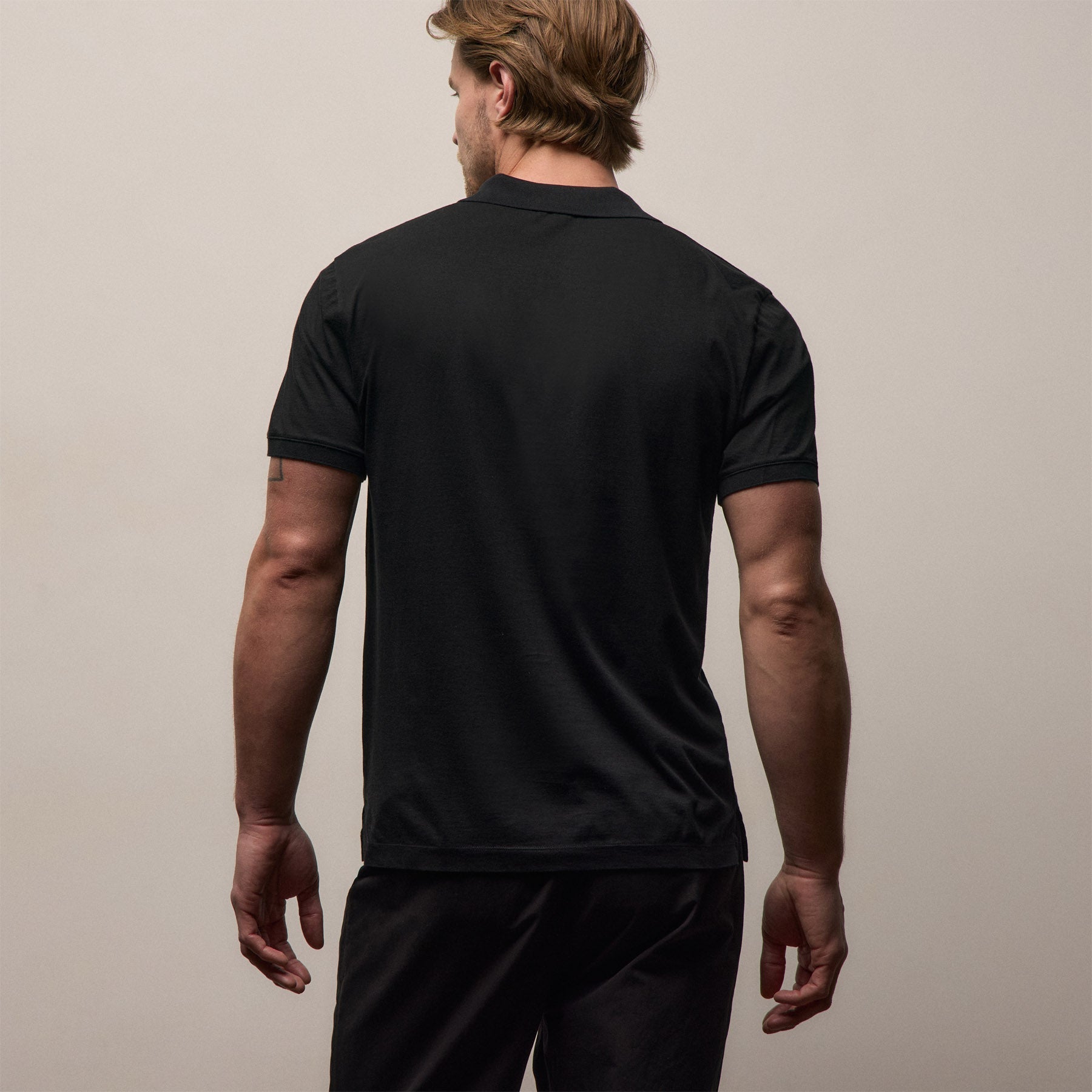 Luxe Lotus Jersey Polo - Black