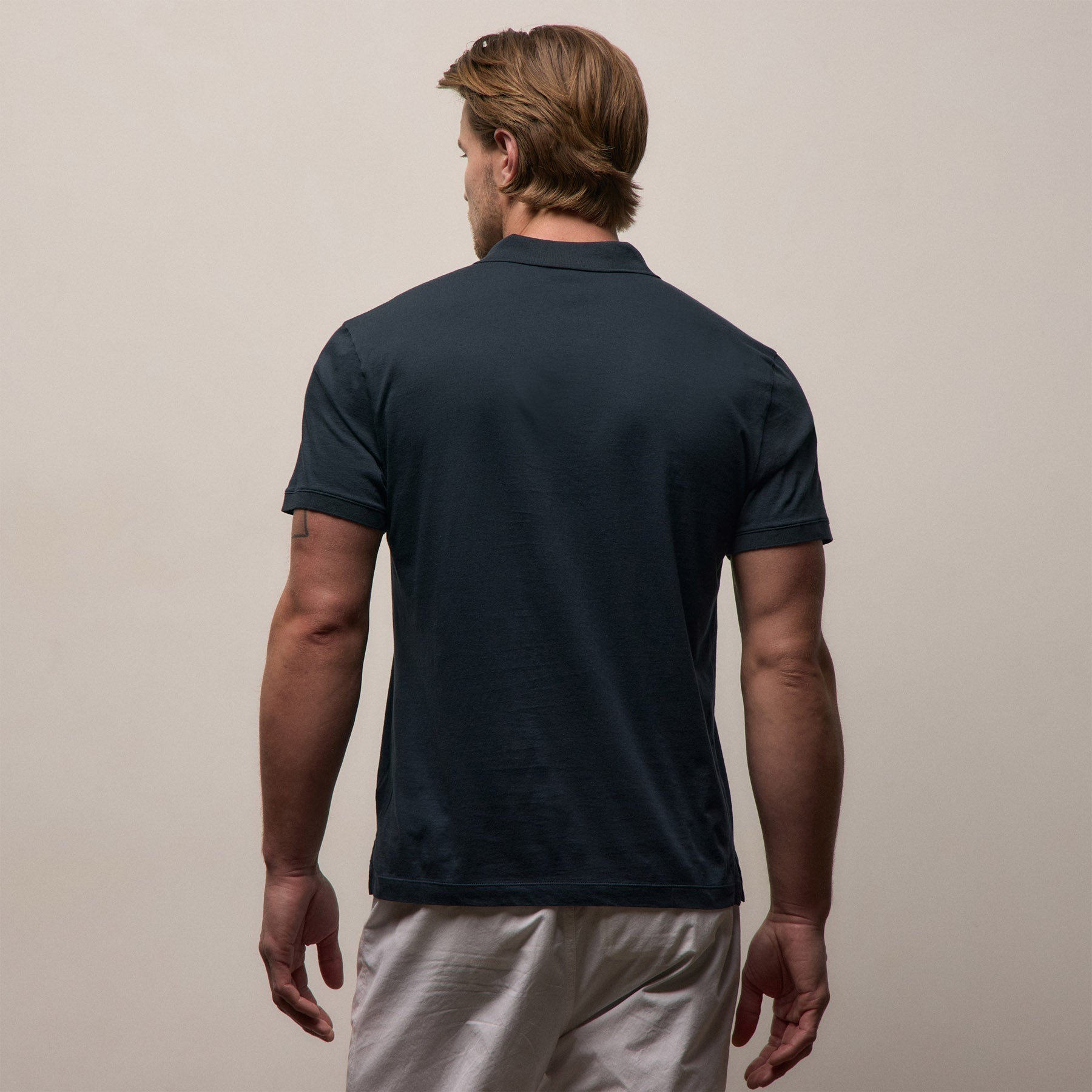 Luxe Lotus Jersey Polo - French Navy