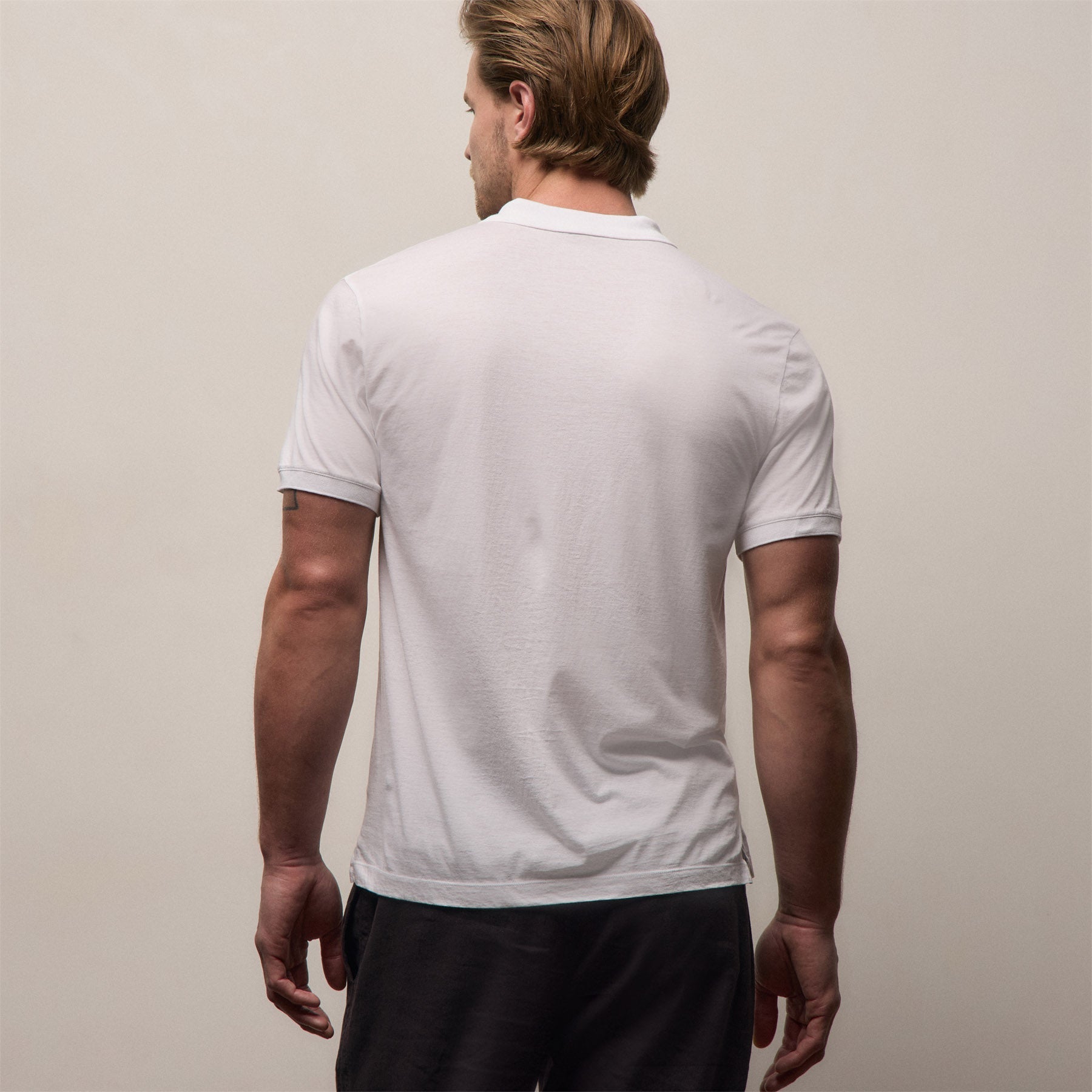 Luxe Lotus Jersey Polo - White