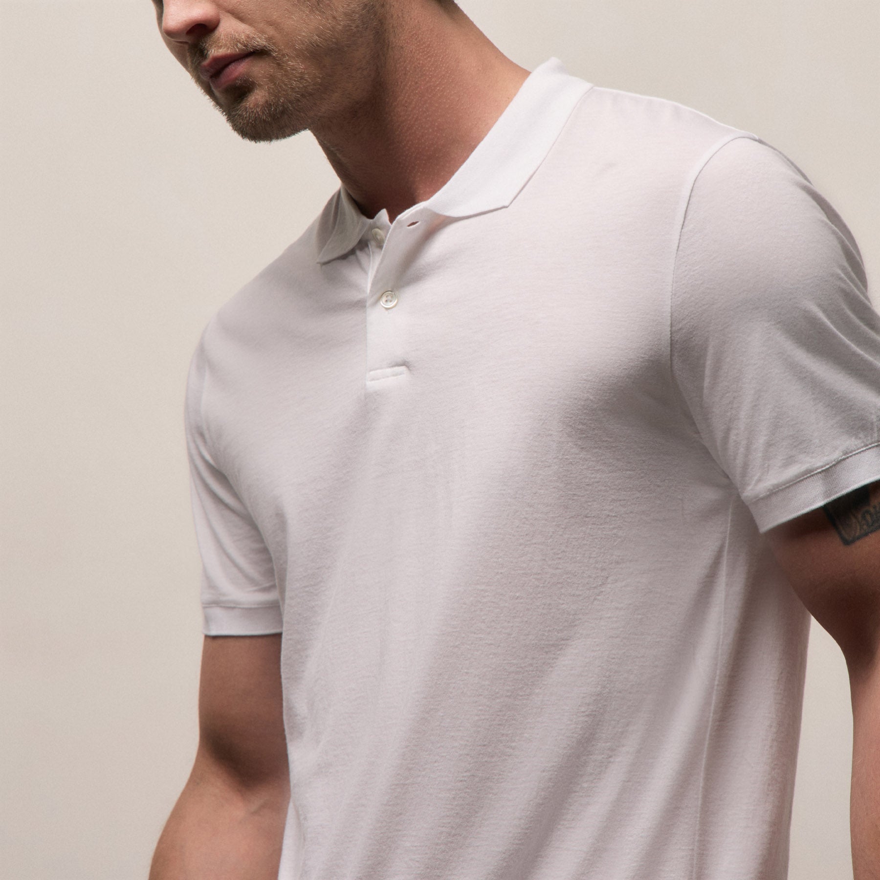 Luxe Lotus Jersey Polo - White