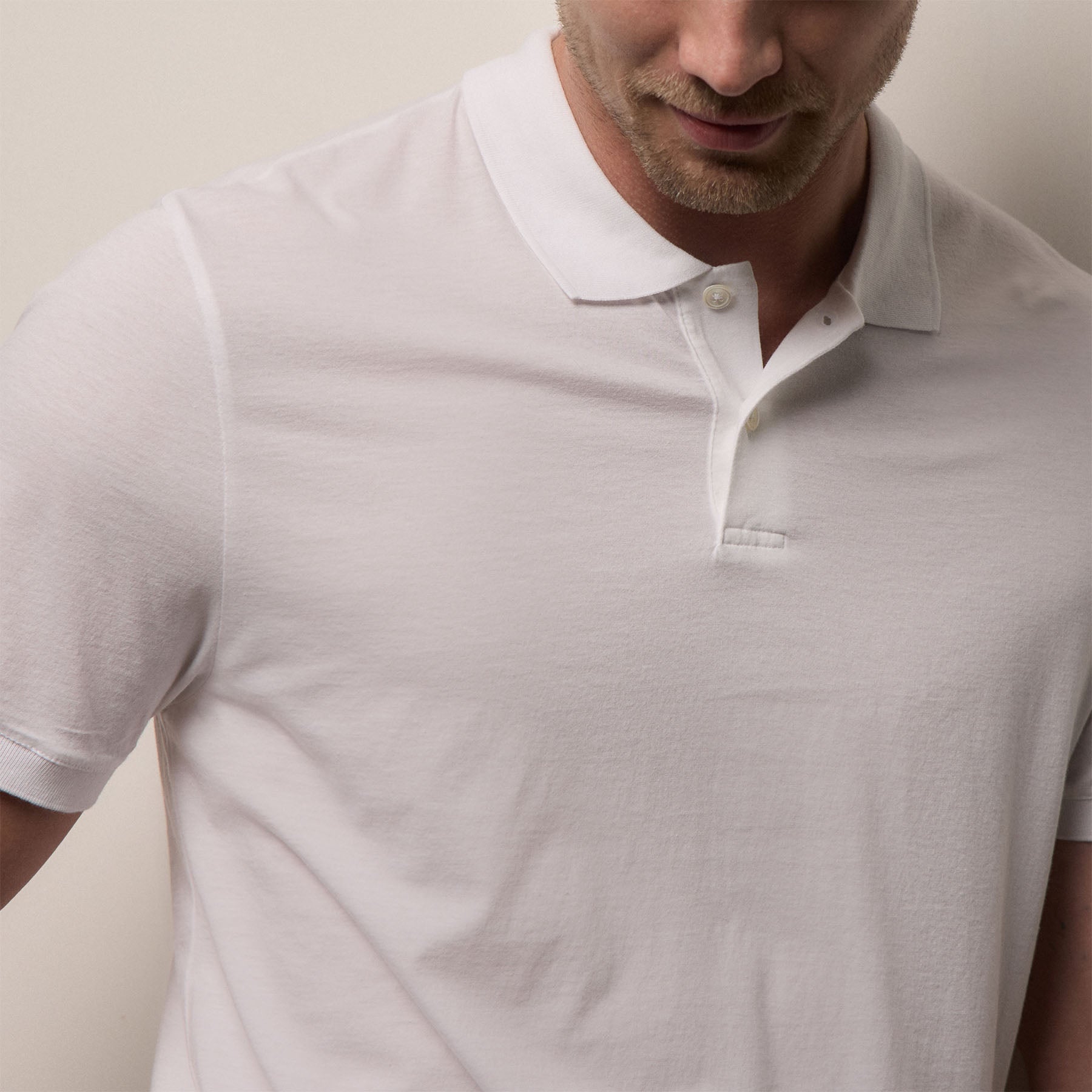 Luxe Lotus Jersey Polo - White