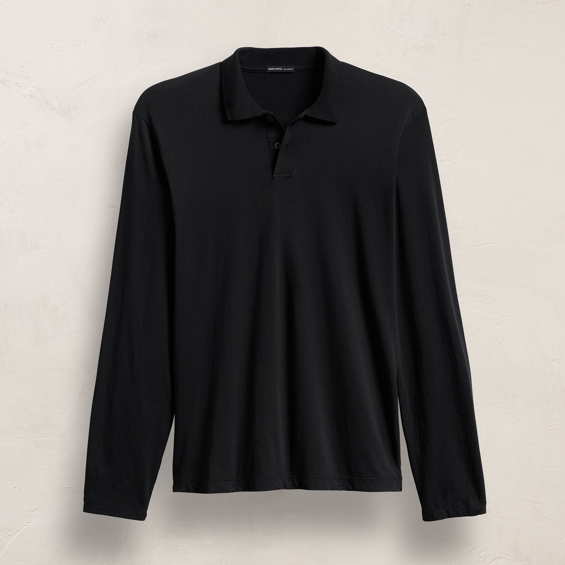 Luxe Lotus Jersey Long Sleeve Polo - Black