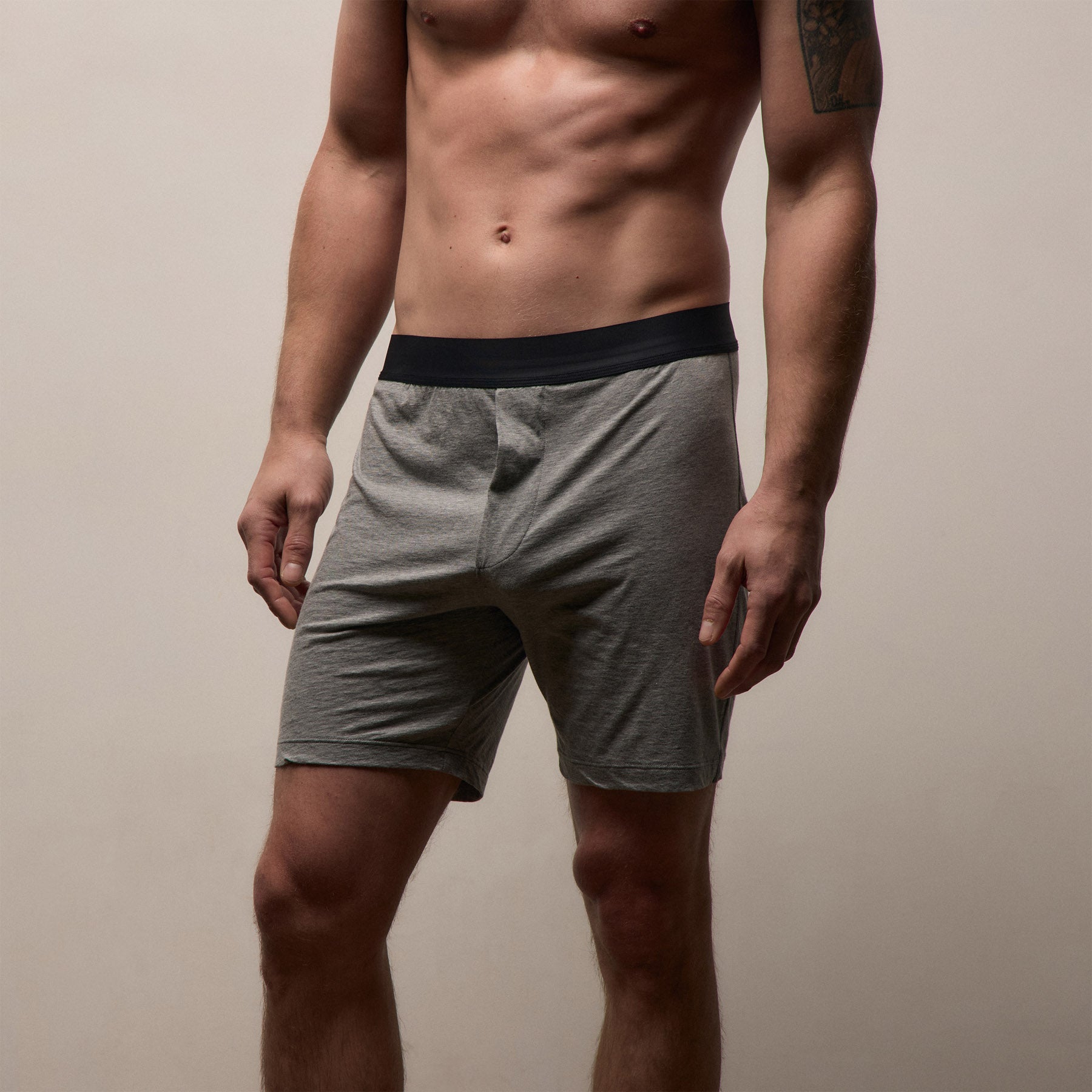Luxe Lotus Relaxed Fit Boxer Short - Heather Grey